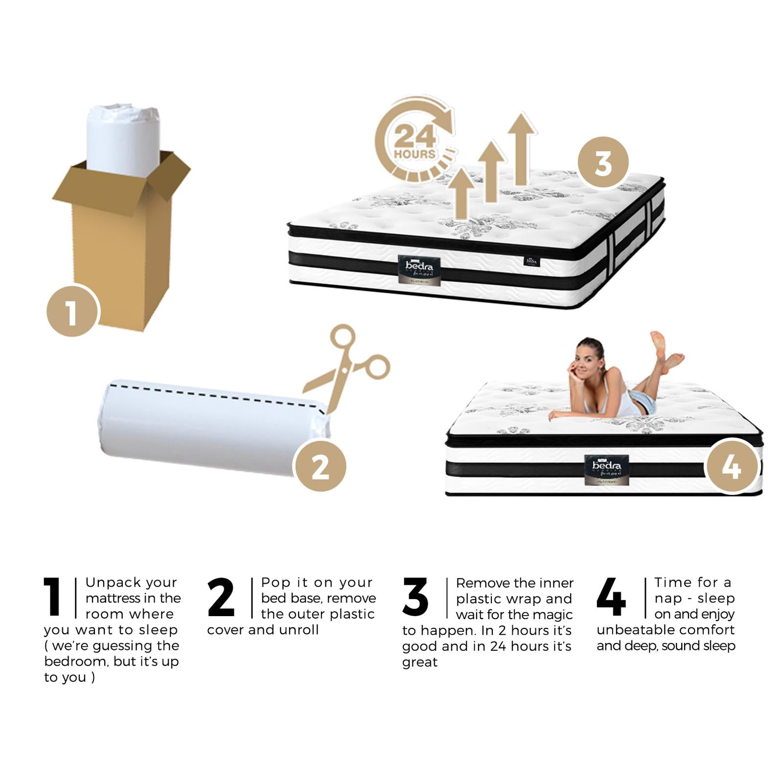 Bedra Queen Mattress Bed 34CM Cool Gel Foam Pocket Spring Medium Firm - Sunyee