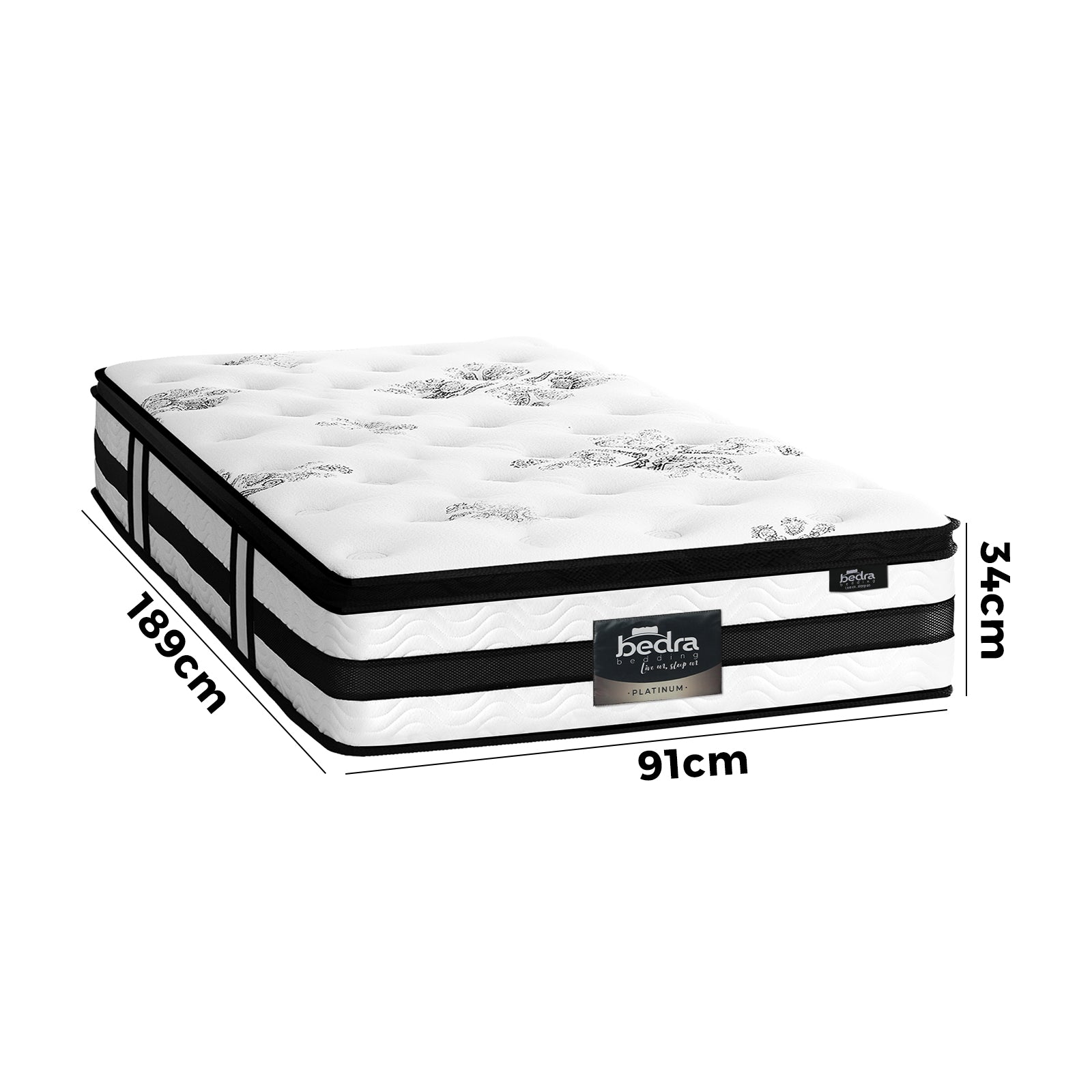 Bedra Single Mattress Bed Cool Gel Foam Pocket Spring Medium Firm 34CM - Sunyee
