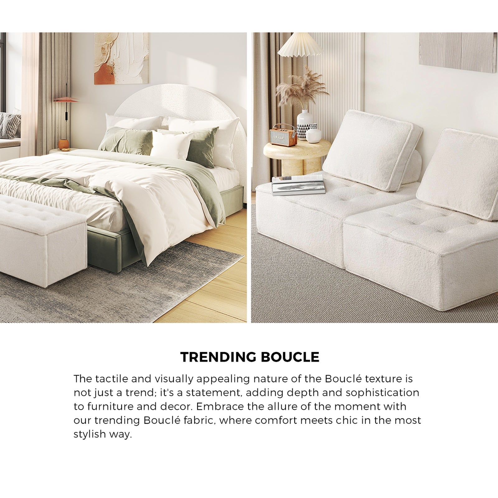 Bedra Boucle Mattress Double Bed Pocket Spring Memory Foam Euro Top Medium Firm - Sunyee