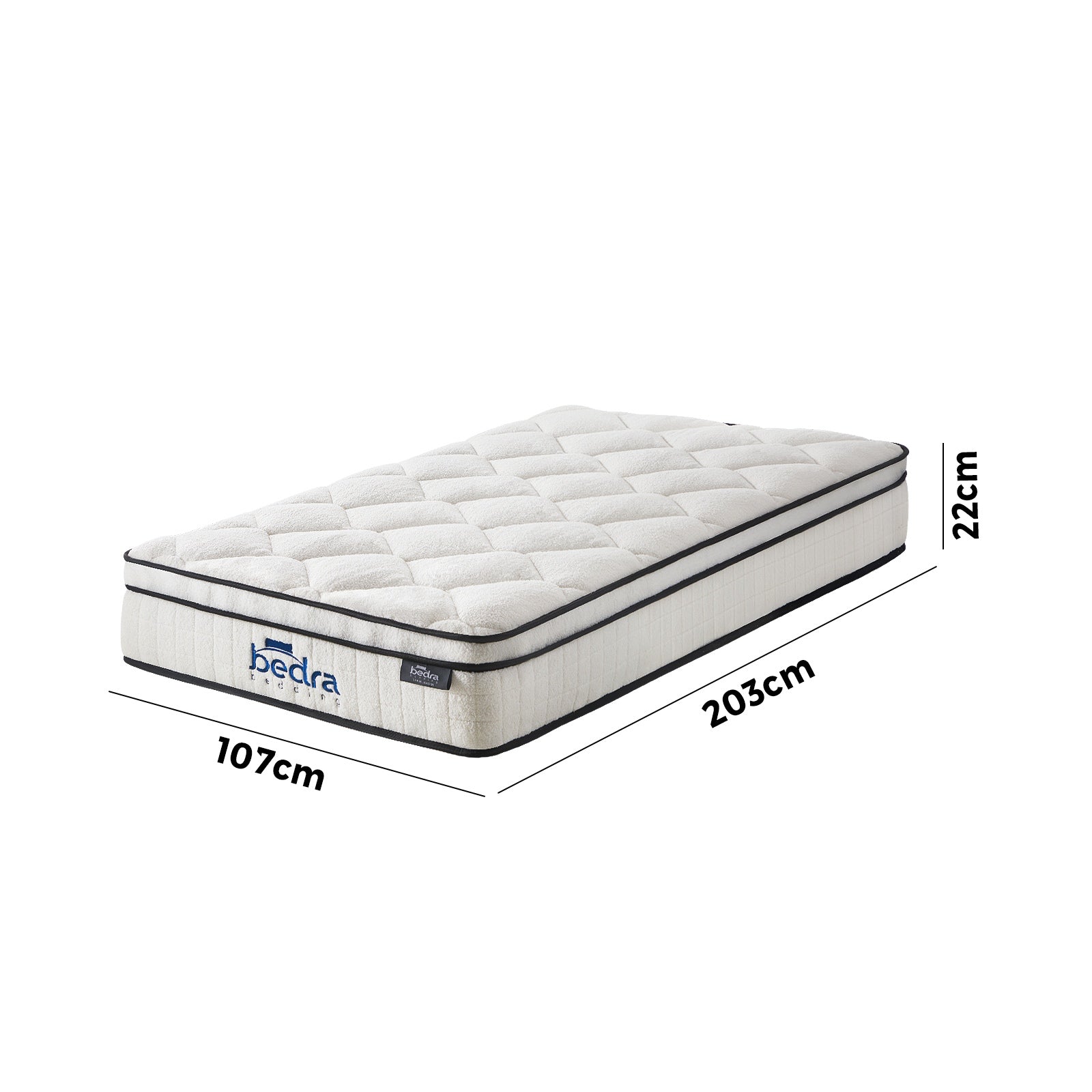 Bedra Boucle Mattress King Single Bed Memory Foam Euro Top Medium Firm 22cm - Sunyee