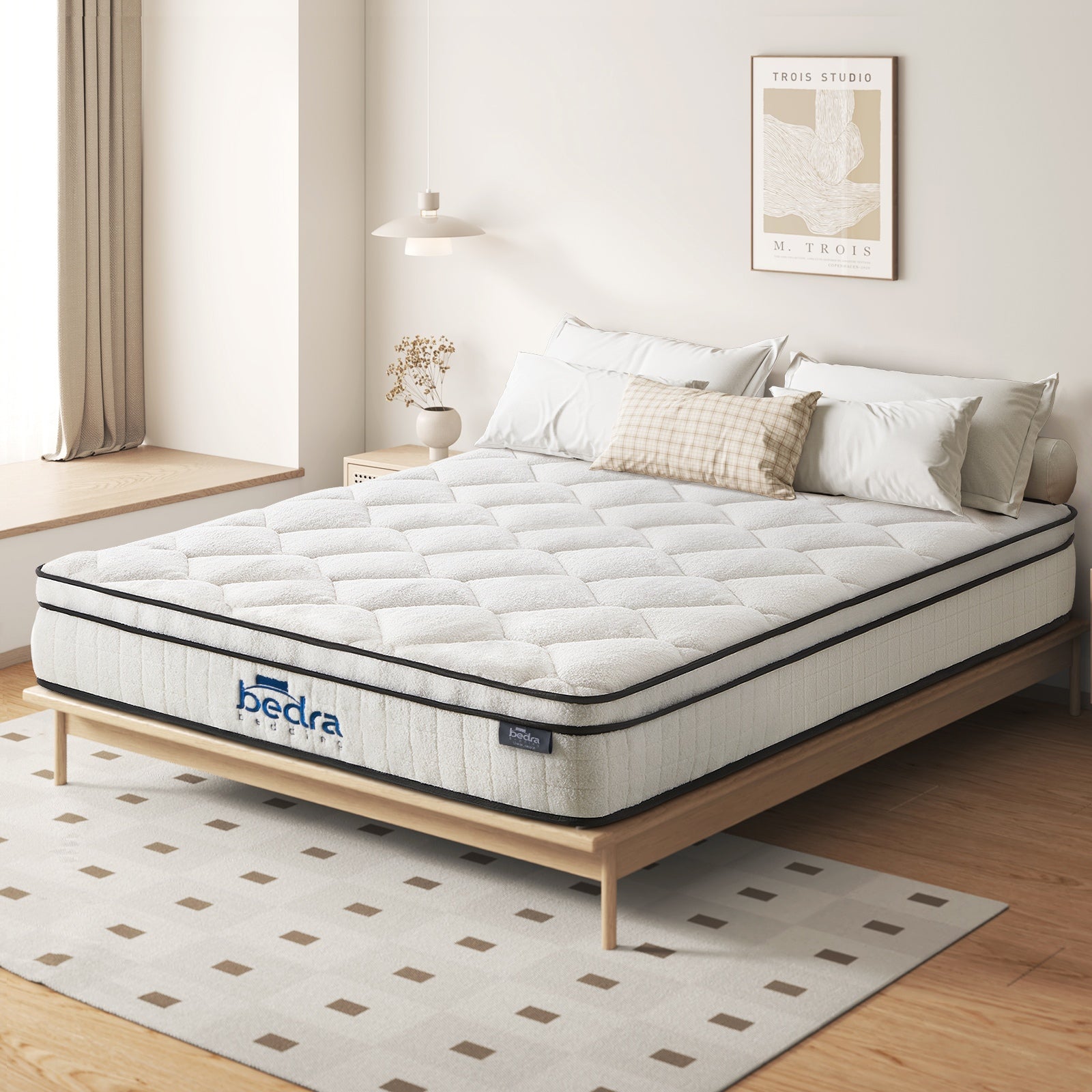 Bedra Boucle Mattress Queen Bed Pocket Spring Memory Foam Euro Top Medium Firm - Sunyee