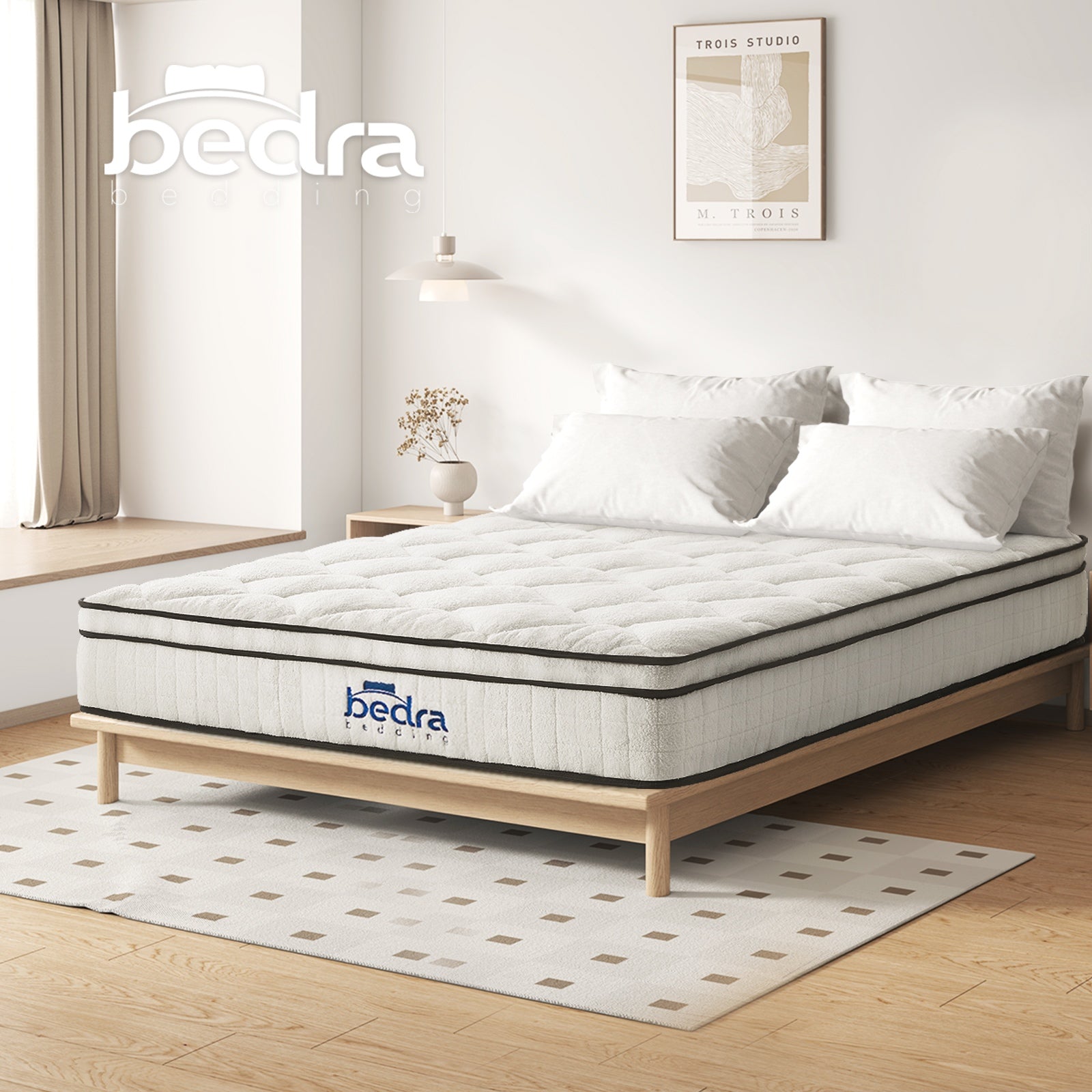 Bedra Boucle Mattress Queen Bed Pocket Spring Memory Foam Euro Top Medium Firm - Sunyee
