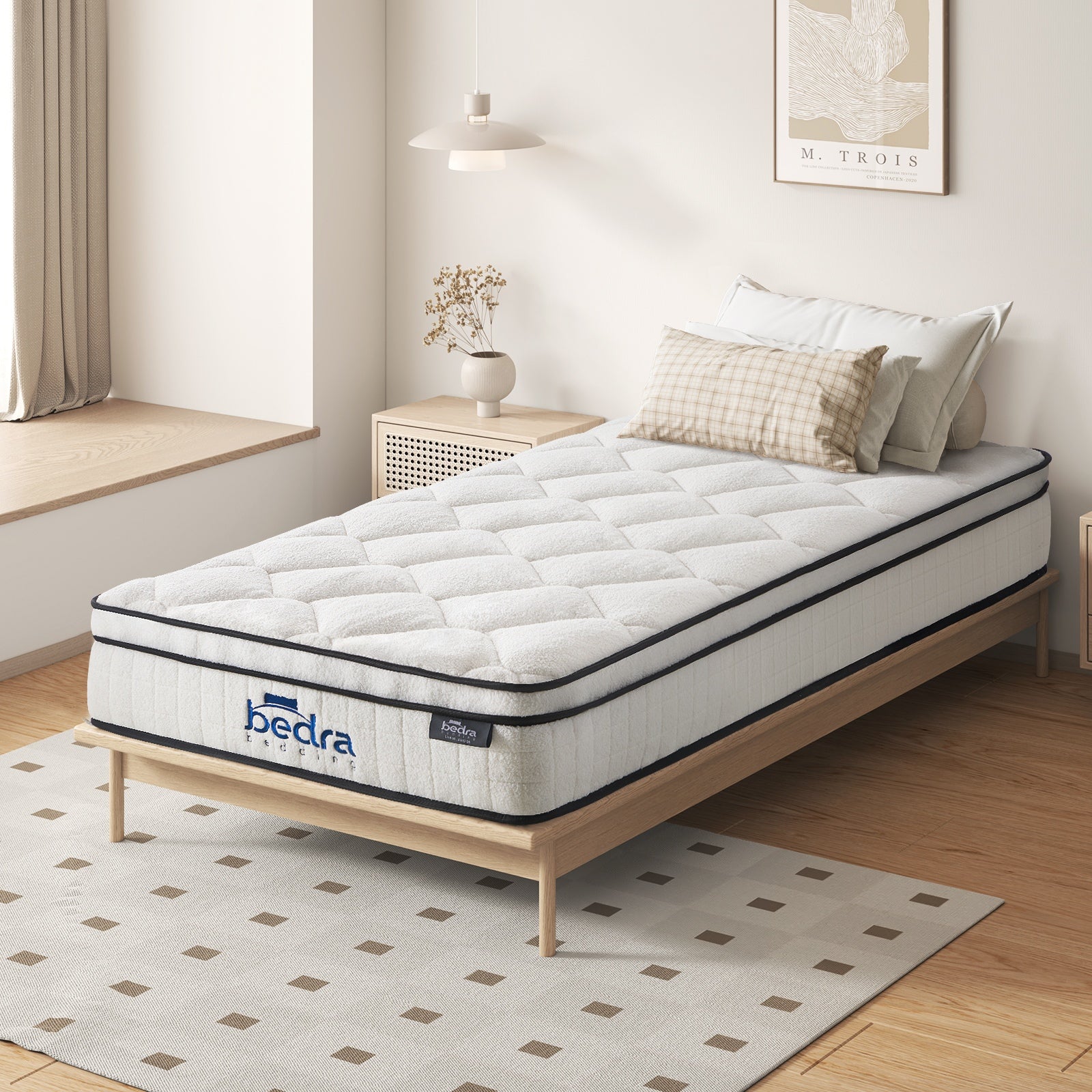 Bedra Boucle Mattress Single Bed Memory Foam Pocket Spring Euro Top Medium Firm - Sunyee