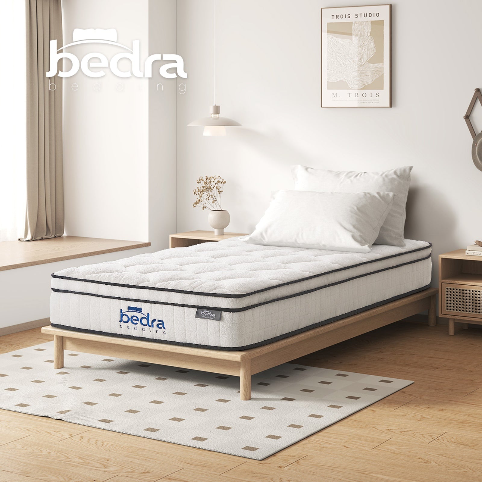 Bedra Boucle Mattress Single Bed Memory Foam Pocket Spring Euro Top Medium Firm - Sunyee