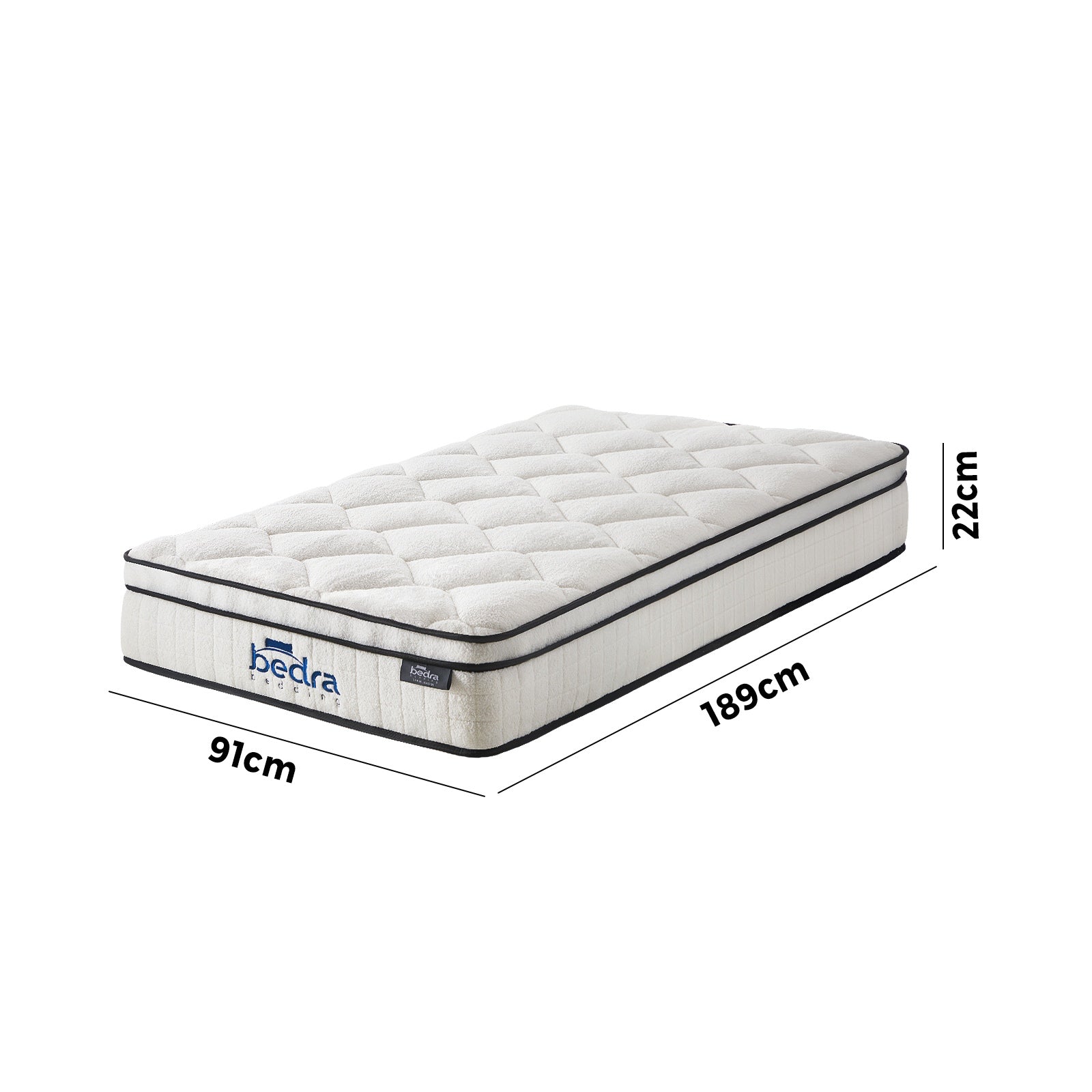 Bedra Boucle Mattress Single Bed Memory Foam Pocket Spring Euro Top Medium Firm - Sunyee