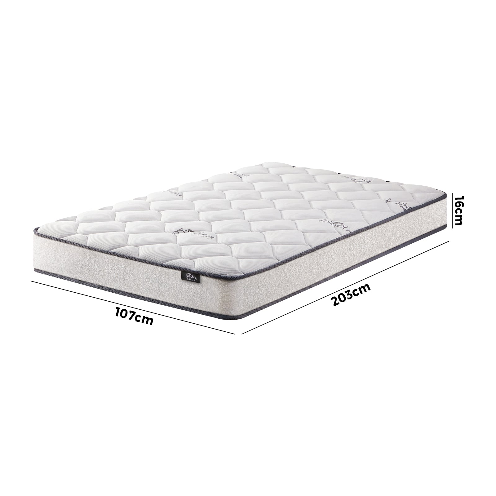 Bedra King Single Mattress Bed Medium Firm Foam Boucle Bonnell Spring 16cm - Sunyee