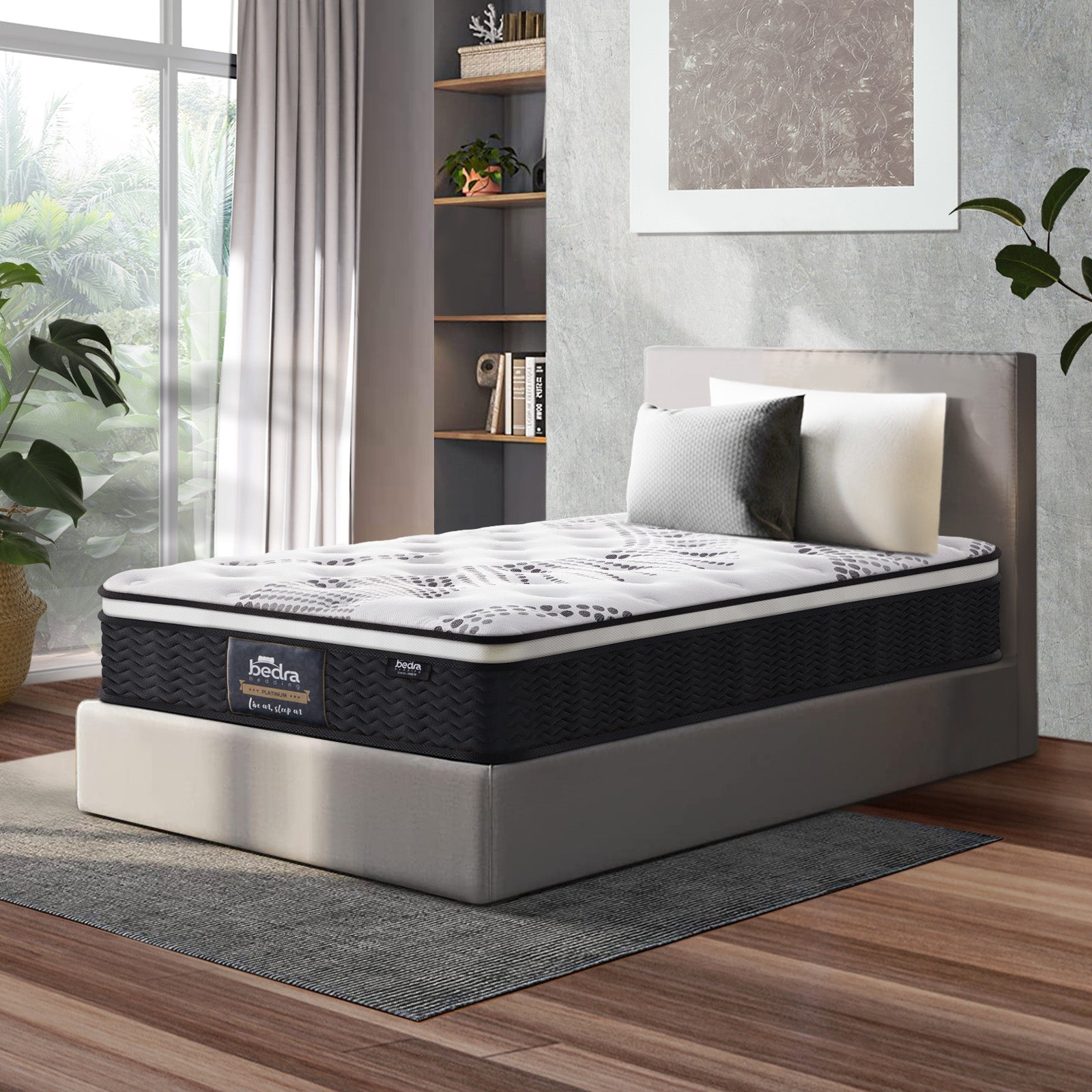 Bedra King Single Mattress Cool Gel Foam Euro Top Bed Pocket Spring Medium 22cm - Sunyee