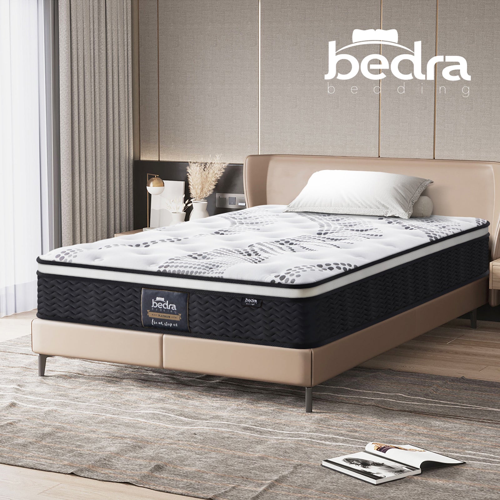 Bedra King Single Mattress Cool Gel Foam Euro Top Bed Pocket Spring Medium 22cm - Sunyee