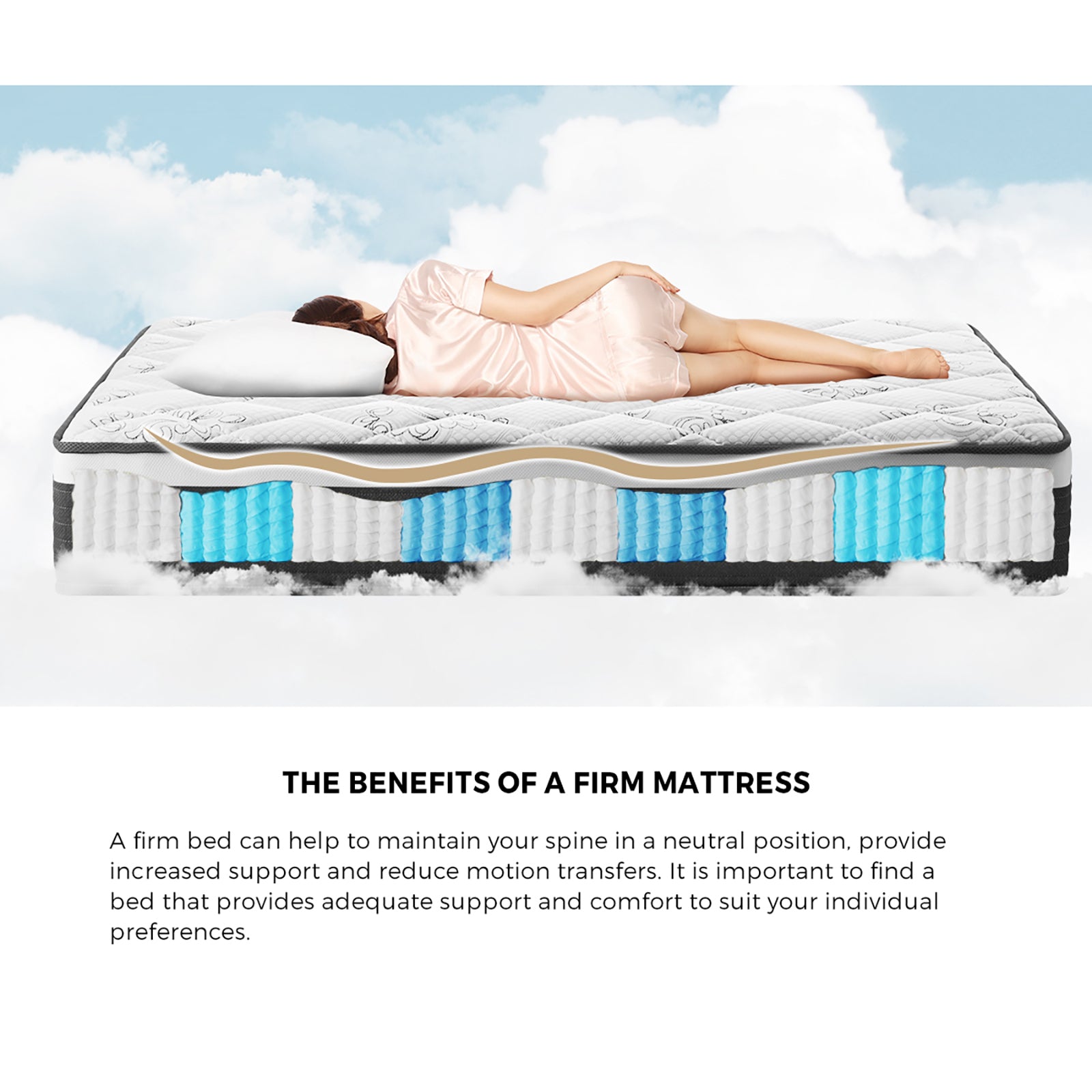 Bedra King Mattress Luxury Foam Bed Firm Pocket Spring 30cm - Sunyee