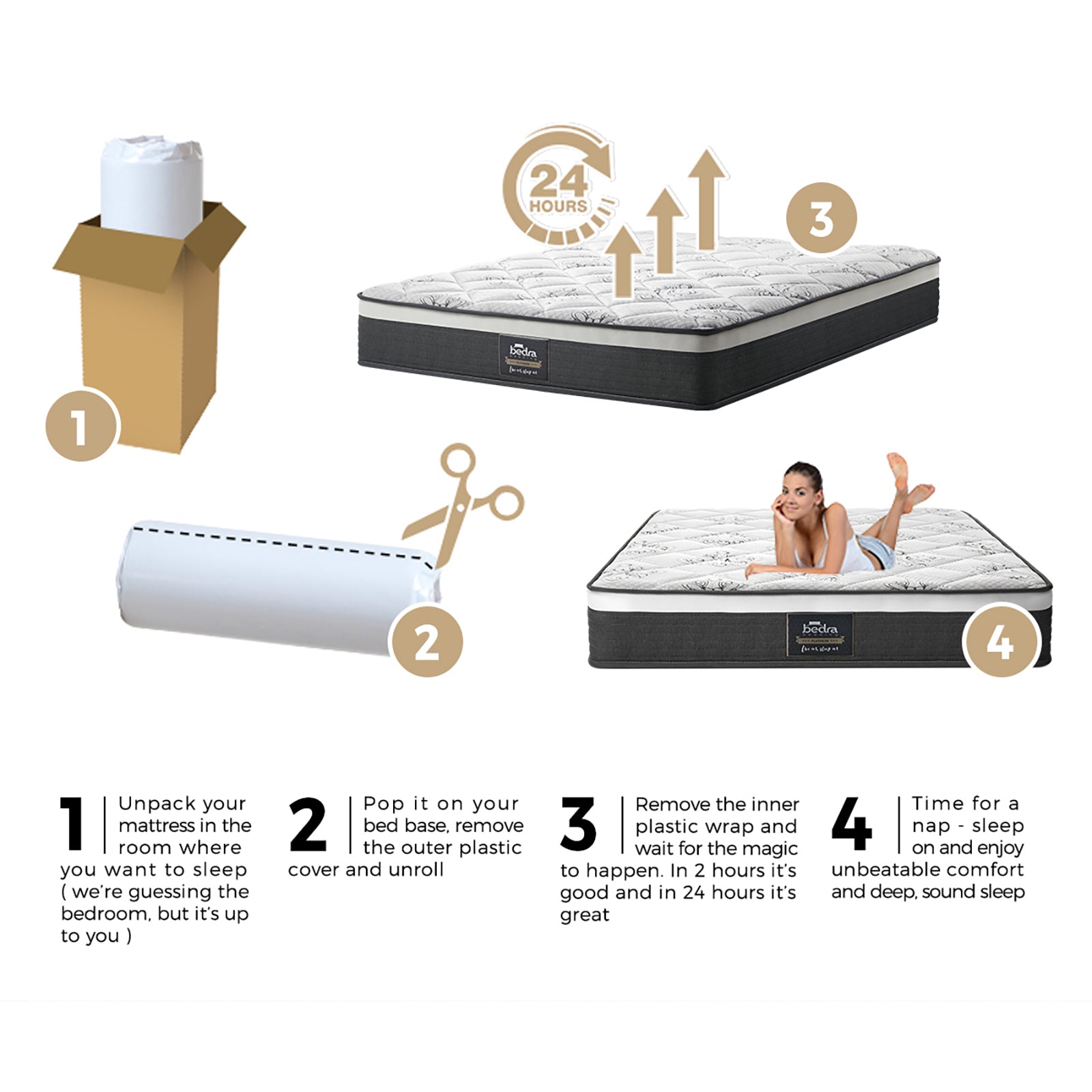 Bedra King Mattress Luxury Foam Bed Firm Pocket Spring 30cm - Sunyee