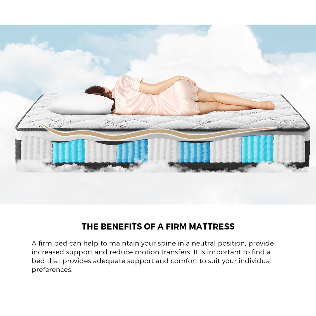 Bedra King Single Mattress Luxury Foam Bed Firm Pocket Spring 30cm - Sunyee