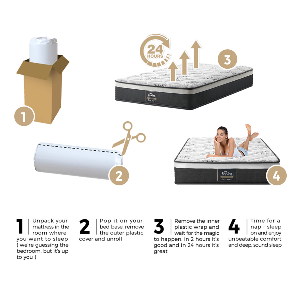 Bedra King Single Mattress Luxury Foam Bed Firm Pocket Spring 30cm - Sunyee