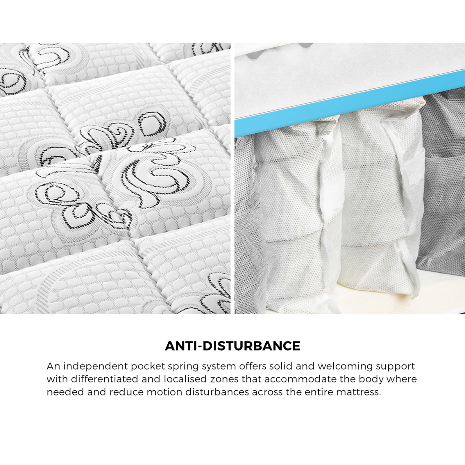 Bedra Single Mattress Luxury Foam Bed Firm Pocket Spring 30cm - Sunyee