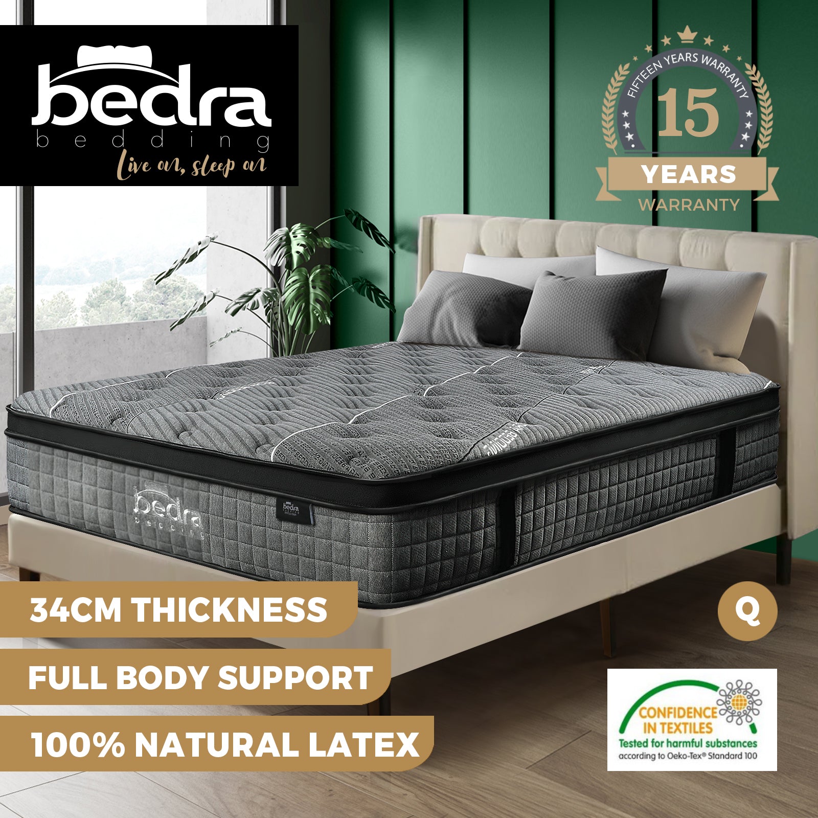 Bedra Mattress Queen Single Double King EuroTop Medium Firm Spring Latex 7 Zone - Sunyee