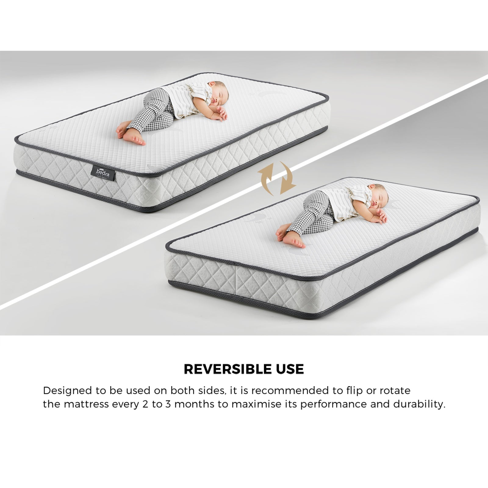 Bedra Baby Cot Mattress Reversible Toddler Bed Bonnel Spring Foam 13cm - Sunyee