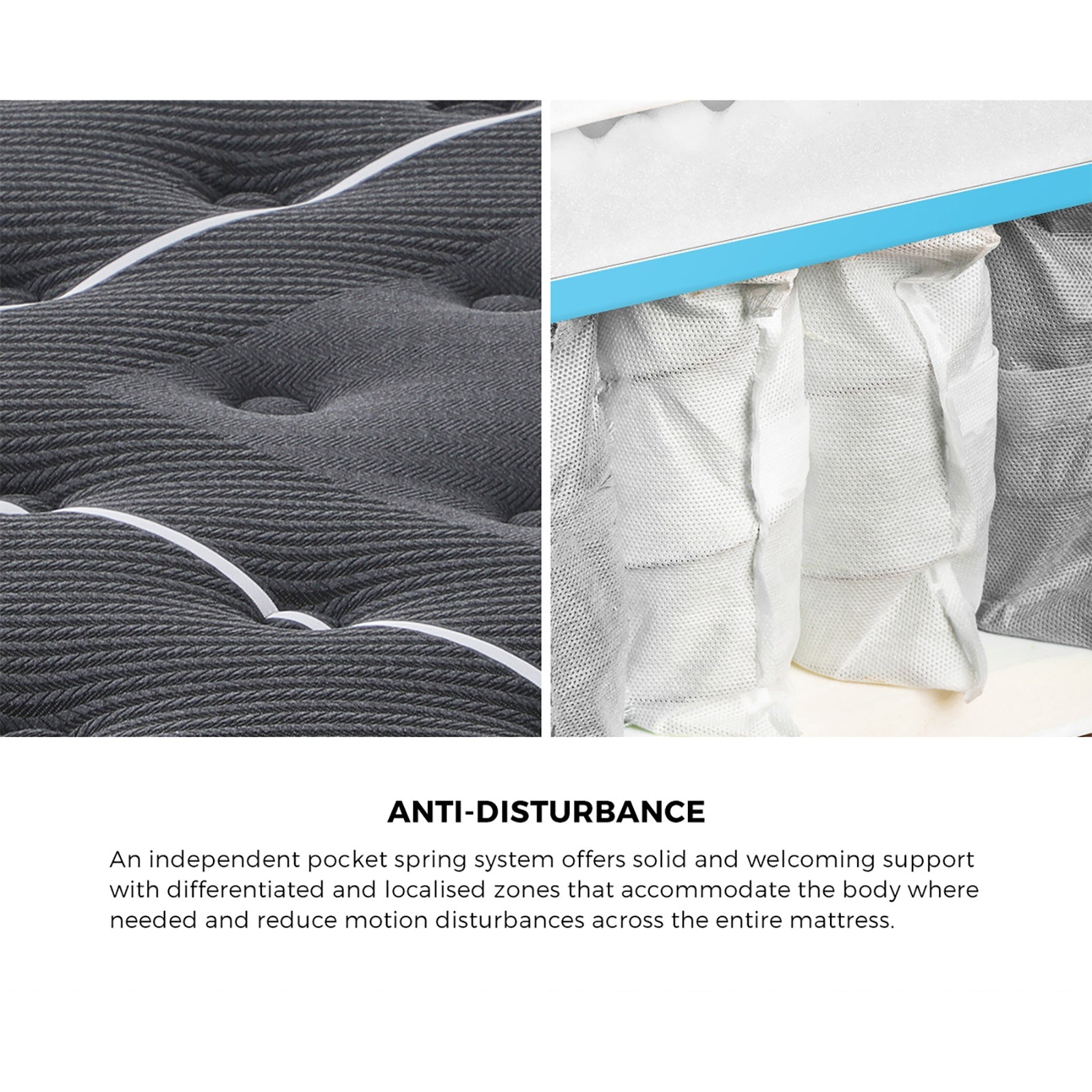 Bedra King Mattress Tight Top Bed Cool Gel Foam Pocket Spring 22cm Medium - Sunyee