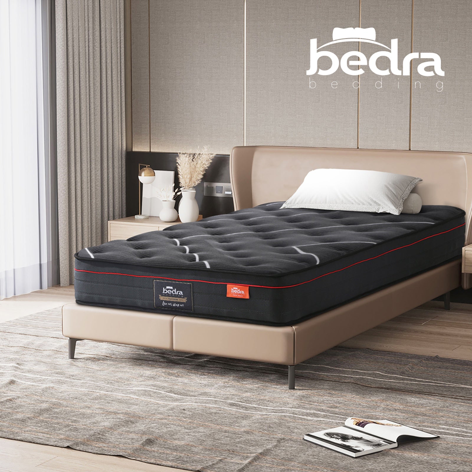 Bedra King Single Mattress Tight Top Bed Cool Gel Foam Pocket Spring 22cm Medium - Sunyee