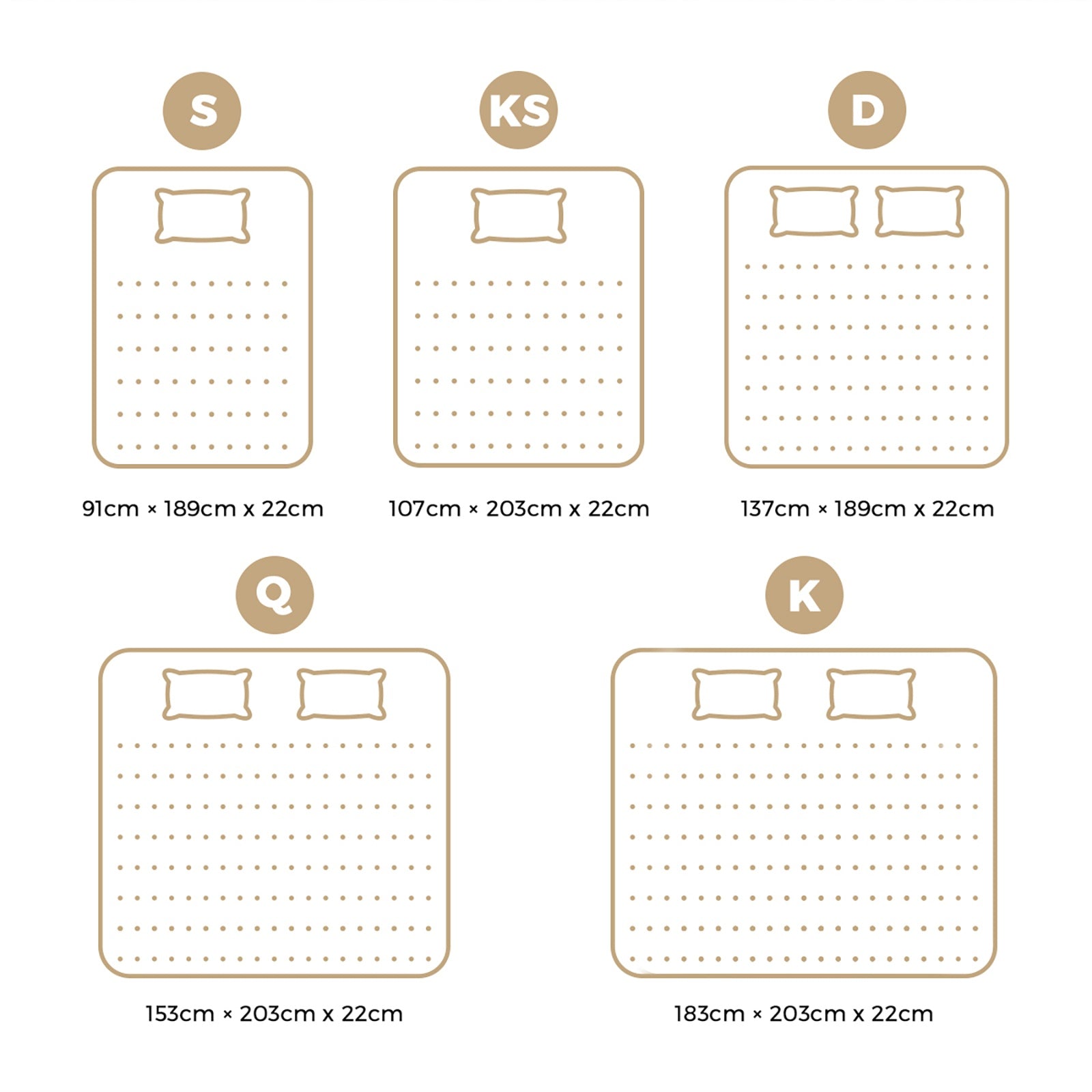 Bedra Queen Double King Single Mattress Cool Gel Foam Pocket Spring 22cm Medium - Sunyee