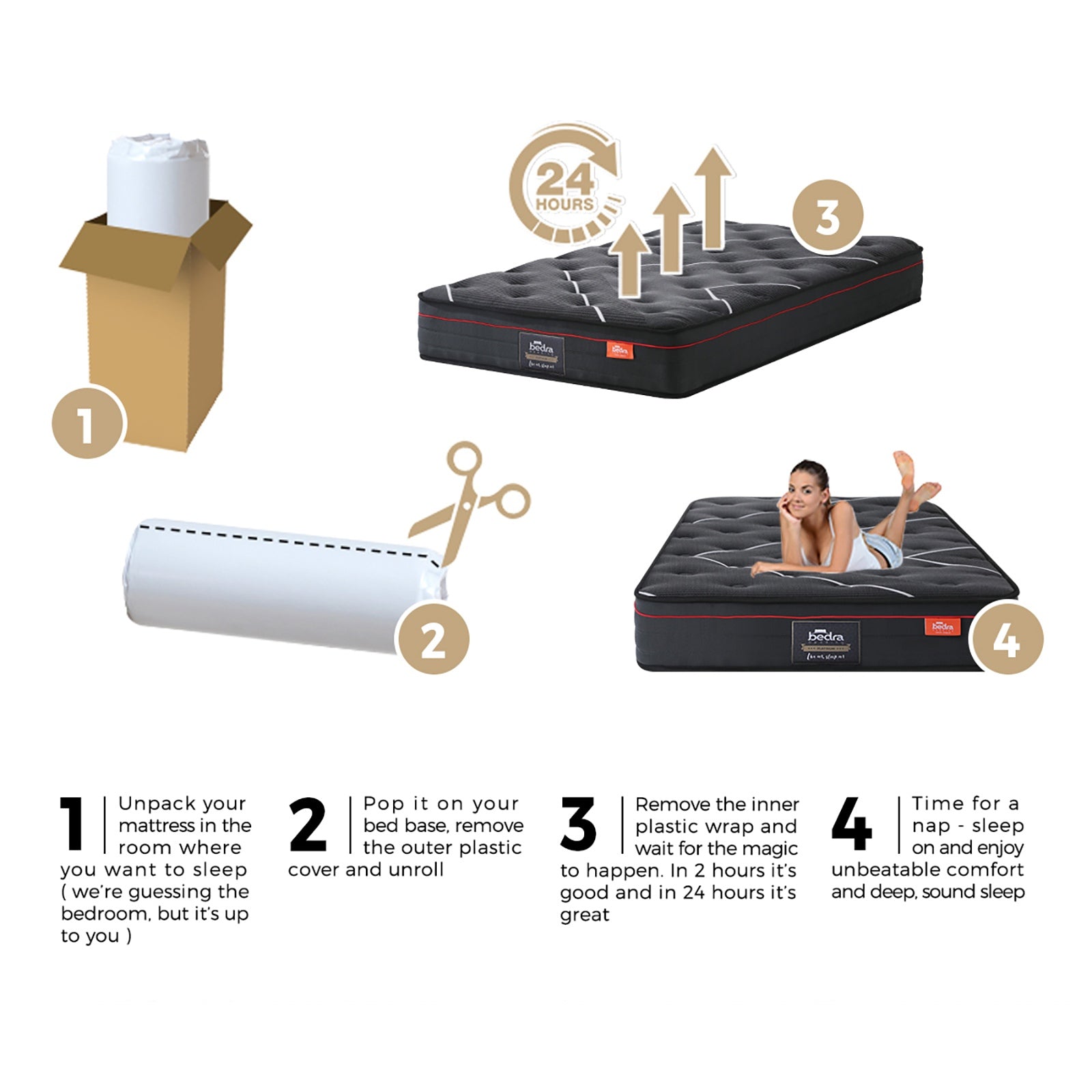 Bedra Single Mattress Tight Top Bed Cool Gel Foam Pocket Spring 22cm Medium - Sunyee