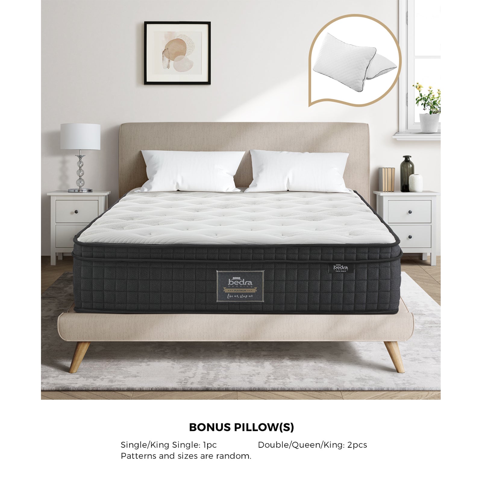 Bedra Double Mattress Bed Queen King Single Cool Gel Foam 7 Zone with Pillow - Sunyee