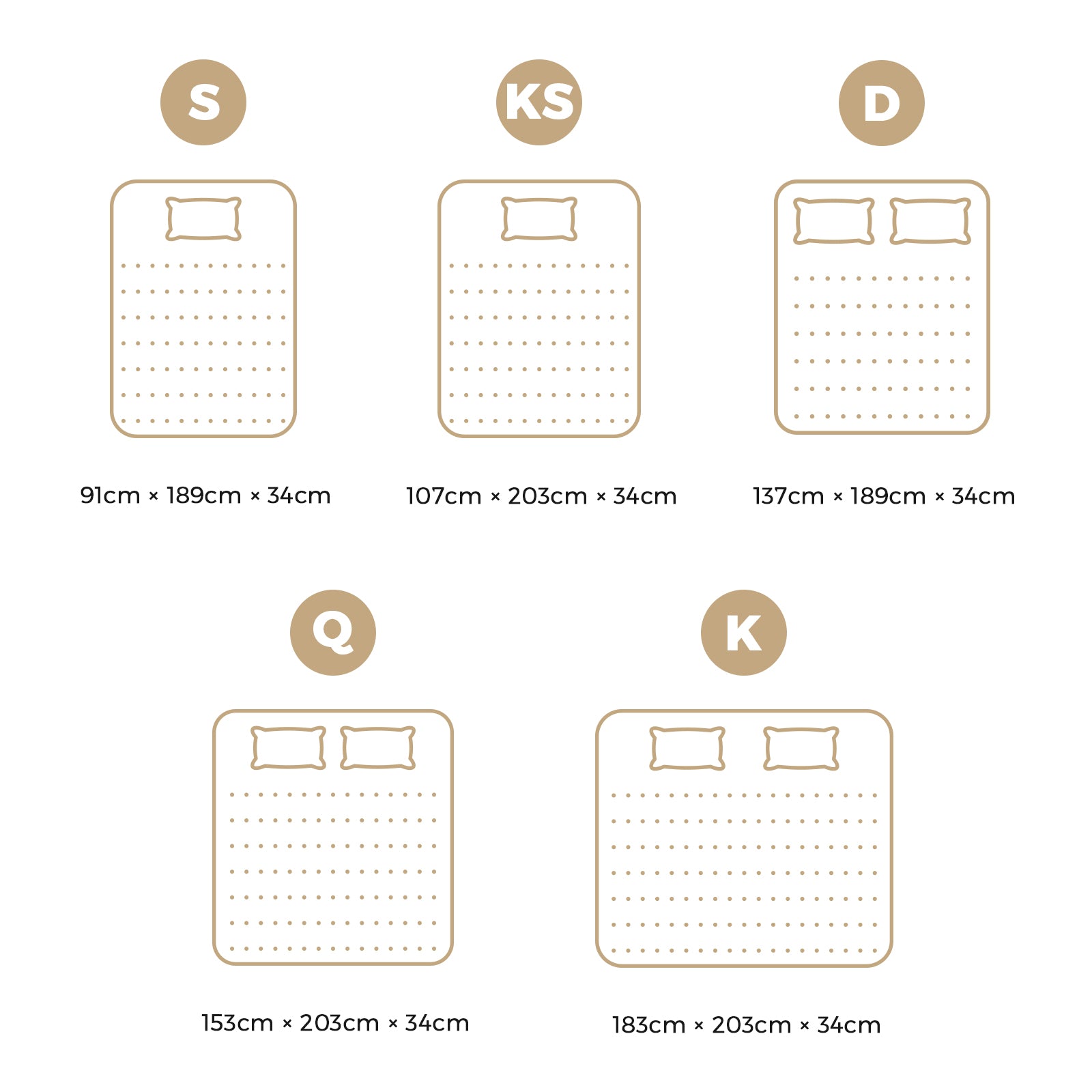 Bedra Double Mattress Bed Queen King Single Cool Gel Foam 7 Zone with Pillow - Sunyee