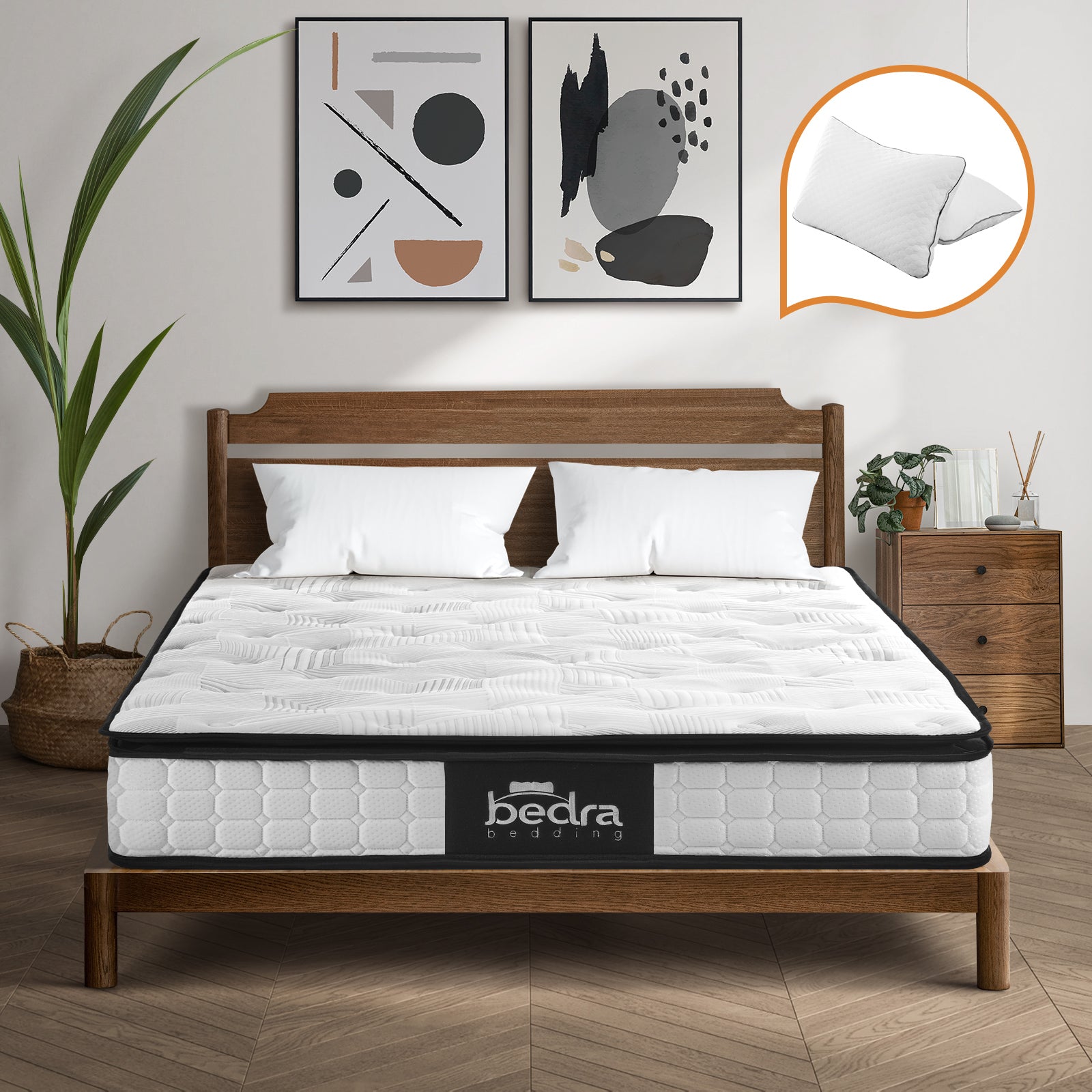 Bedra Double Mattress 22CM Cool Gel Foam Bonnell Spring with Pillows - Sunyee