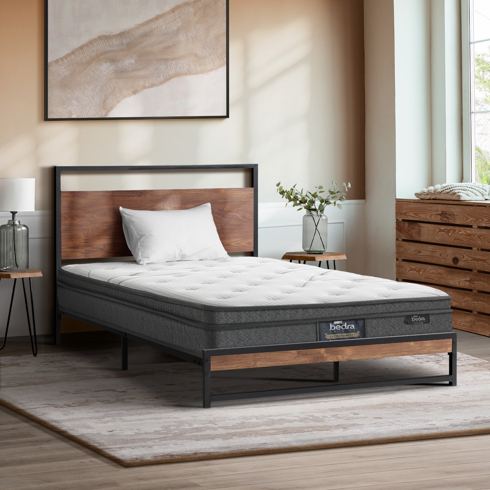 Bedra Double Mattress King Single Queen Bed Tight Top Bonnell Spring Bed 21CM - Sunyee