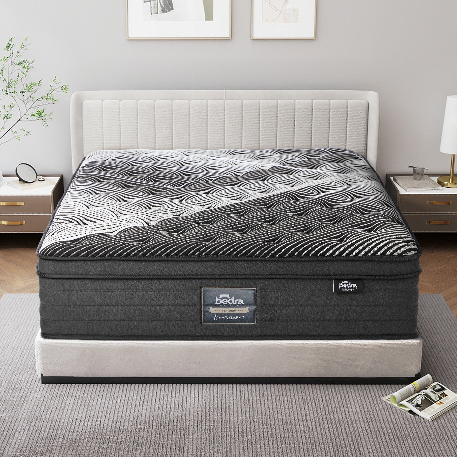 Bedra Queen Double Mattress 9 Zone Pocket Spring Foam Bamboo Euro Top 35cm - Sunyee