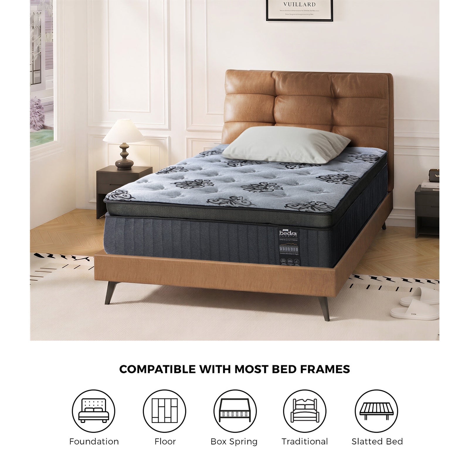 Bedra King Single Mattress Bamboo Pocket Spring Euro Top Medium Firm 32cm