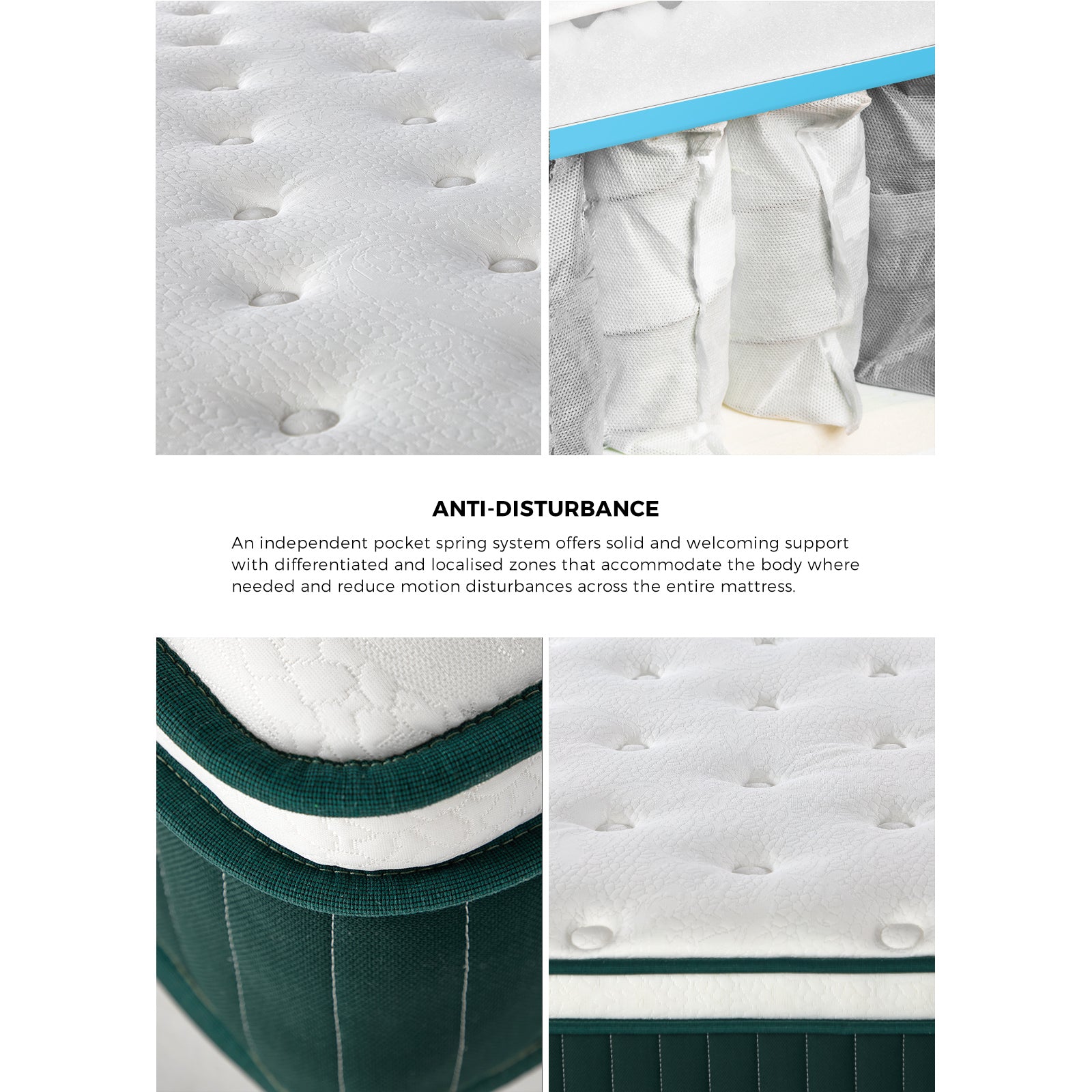 Bedra Single Mattress 5 Zone Pocket Spring Cool Gel Foam Medium Firm Euro Top - Sunyee