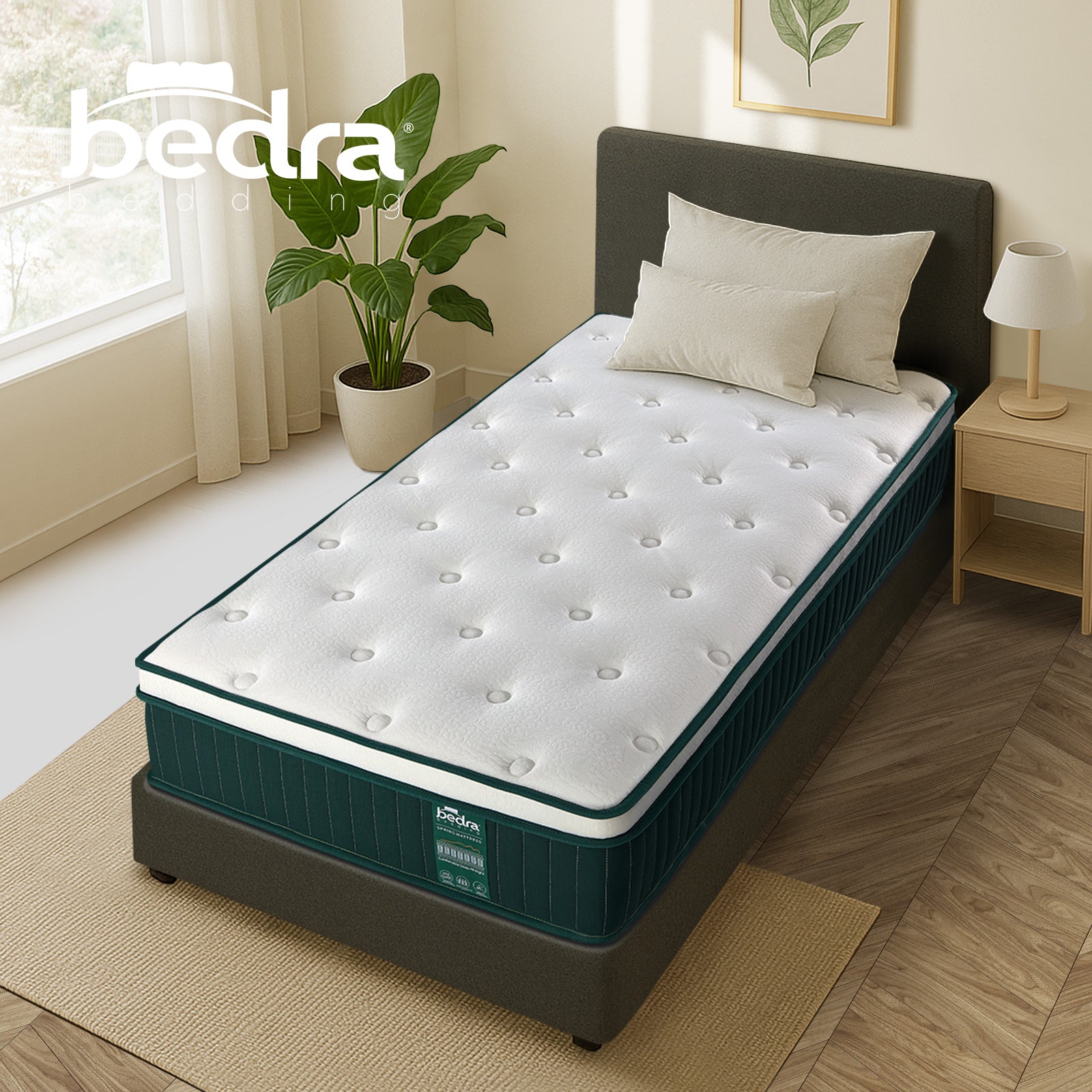 Bedra Single Mattress 5 Zone Pocket Spring Cool Gel Foam Medium Firm Euro Top - Sunyee