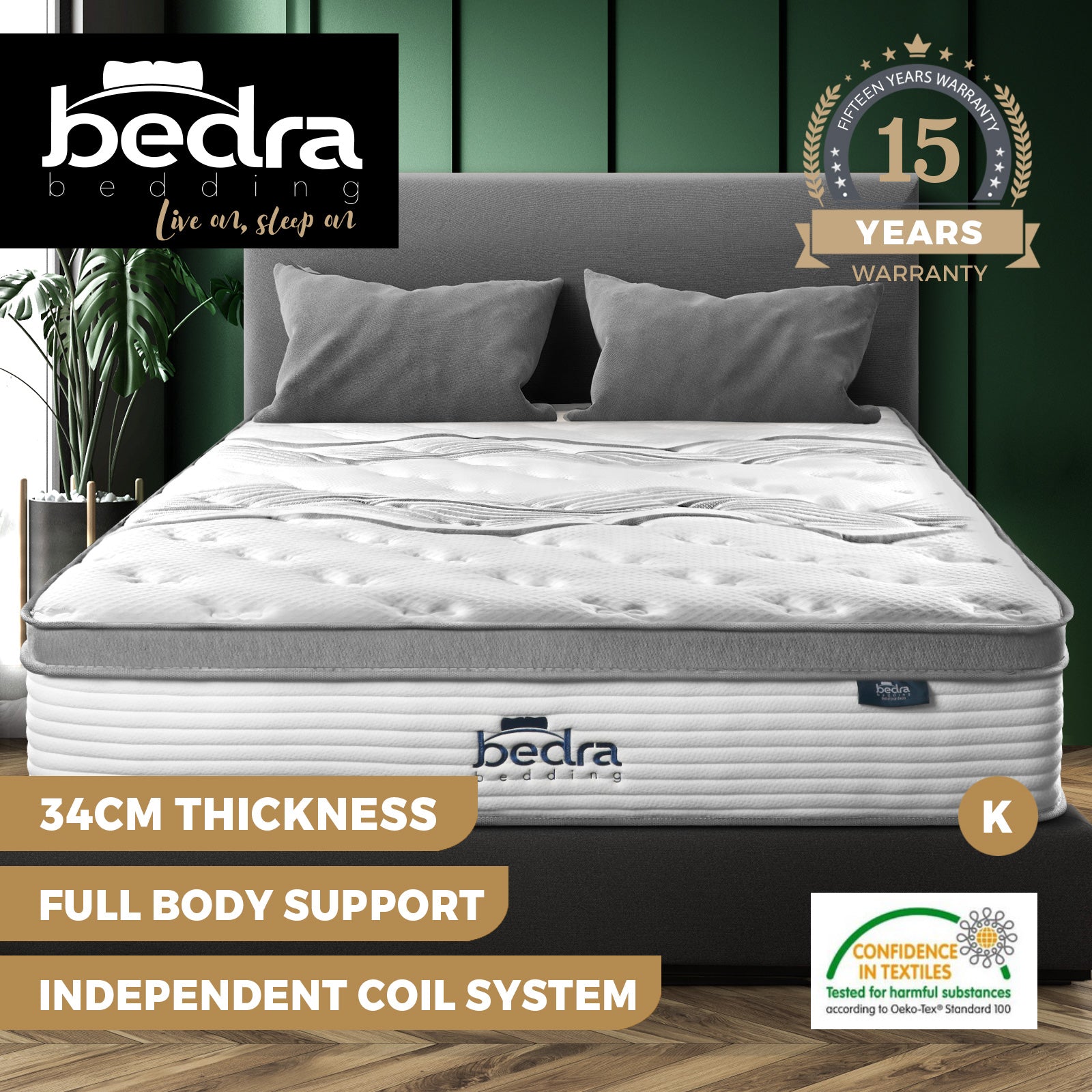 Bedra Mattress Queen Single Double King EuroTop Medium Firm Spring Latex 7 Zone - Sunyee