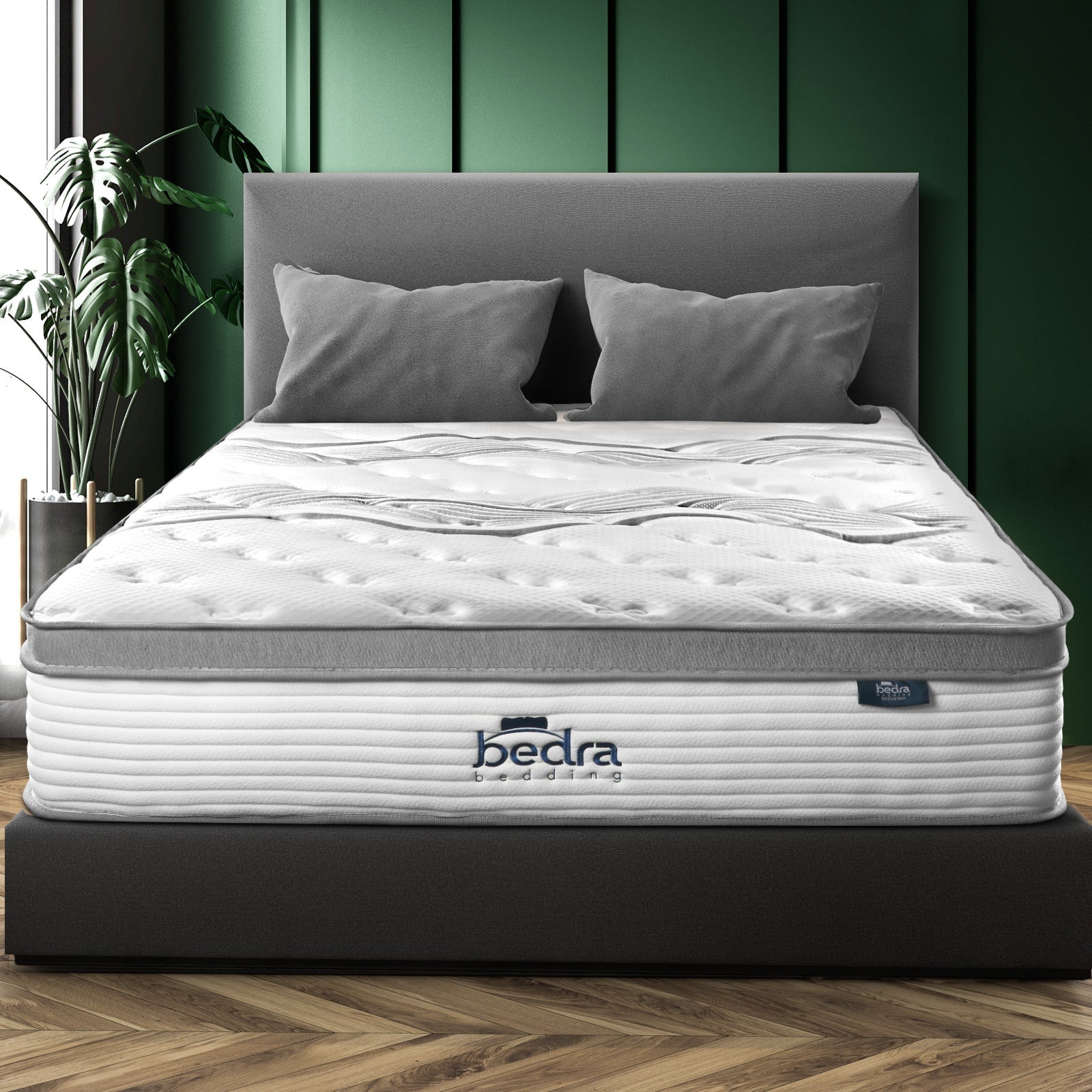 Bedra Queen Mattress Double King Bed Euro Top Pocket Spring Medium Firm 34cm