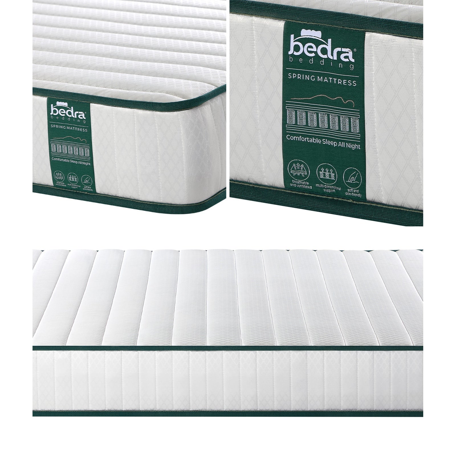 Bedra Double Mattress Tight Top Pocket Spring Coil Sleep Foam Extra Firm 21cm