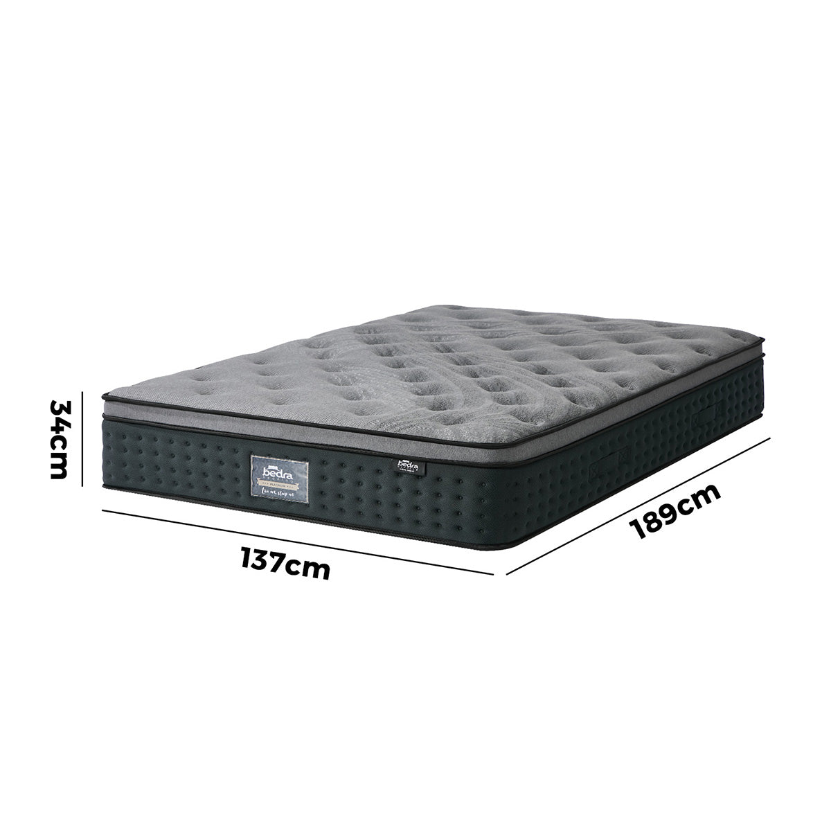 Bedra Double Mattress Euro Top Spring Medium Firm Motion Isolation 34cm