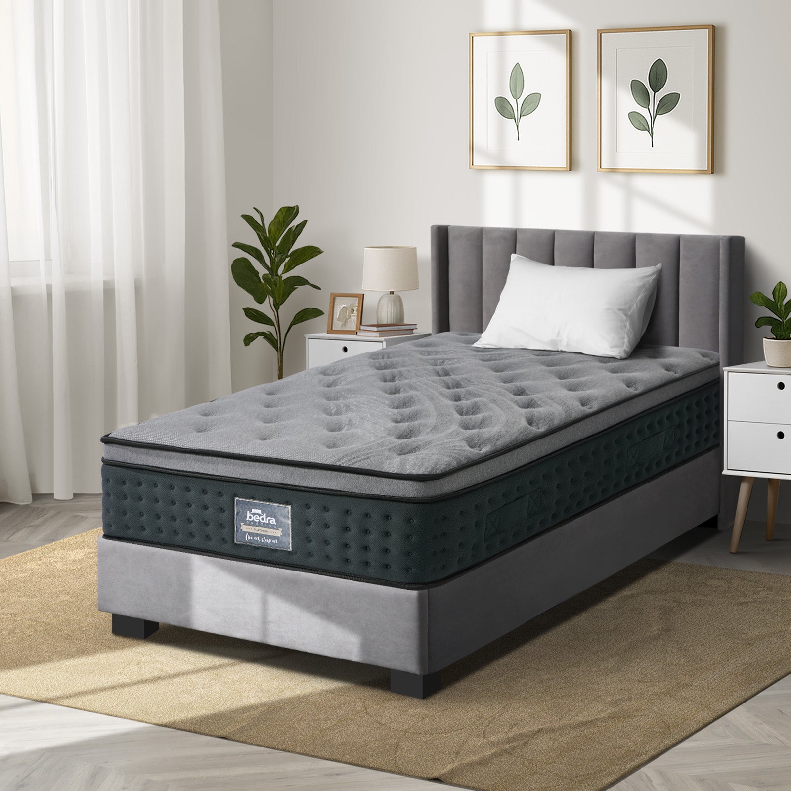 Bedra King Single Mattress Euro Top Spring Medium Firm Motion Isolation 34cm
