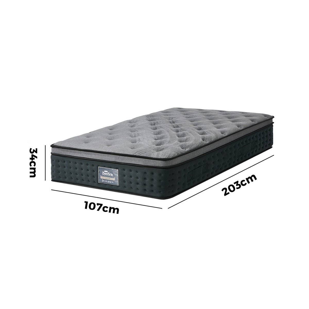 Bedra King Single Mattress Euro Top Spring Medium Firm Motion Isolation 34cm