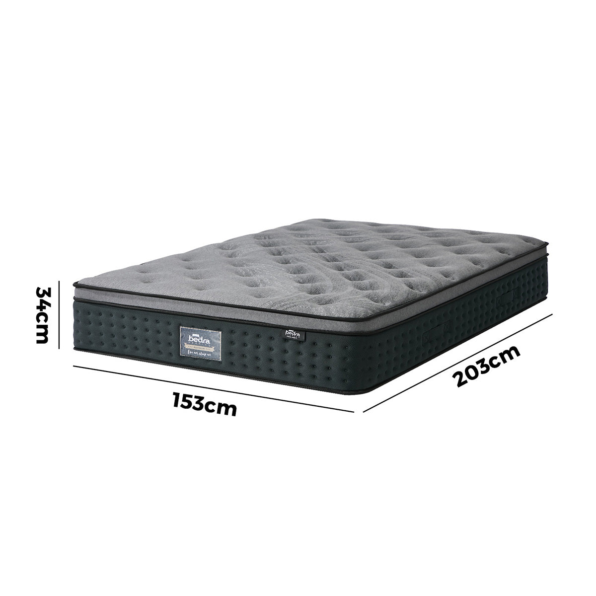 Bedra Queen Mattress Euro Top Spring Medium Firm Motion Isolation 34cm