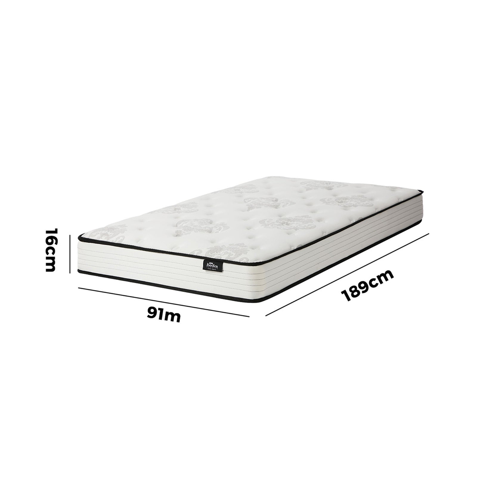Bedra Single Mattress Bonnell Spring Foam Bed Medium Firm Breathable 16cm