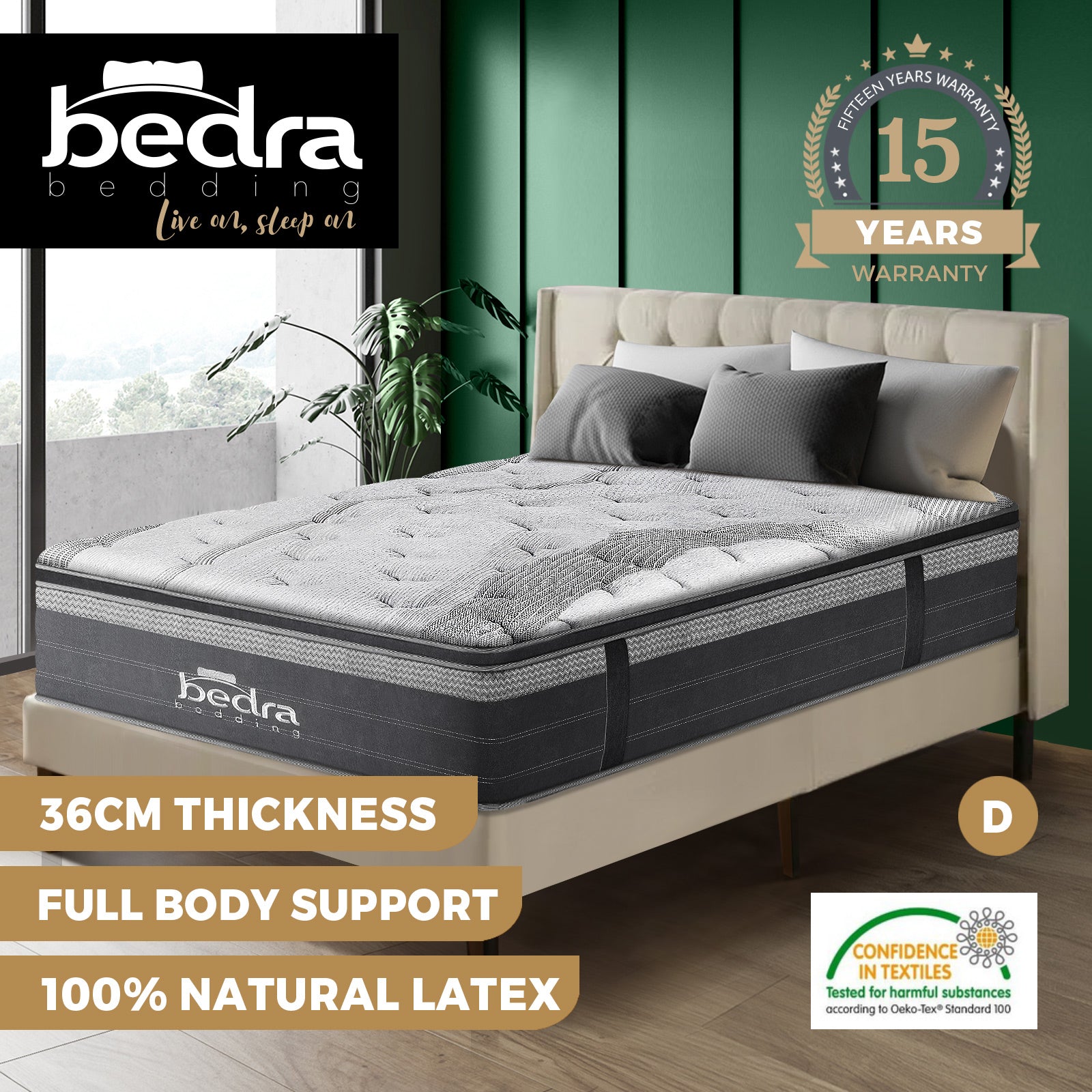 Bedra Mattress Queen Single Double King EuroTop Medium Firm Spring Latex 7 Zone - Sunyee