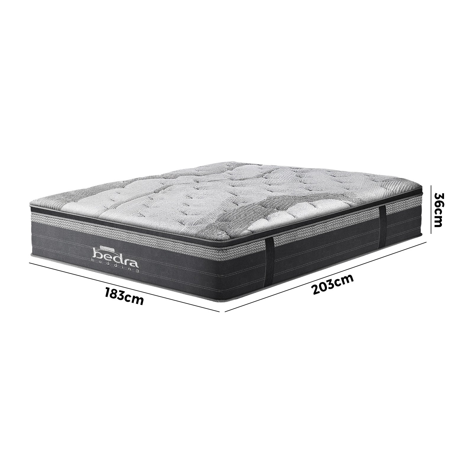 Bedra King Mattress Breathable Spring Euro Top Natural Latex Foam 36cm 7 zone - Sunyee