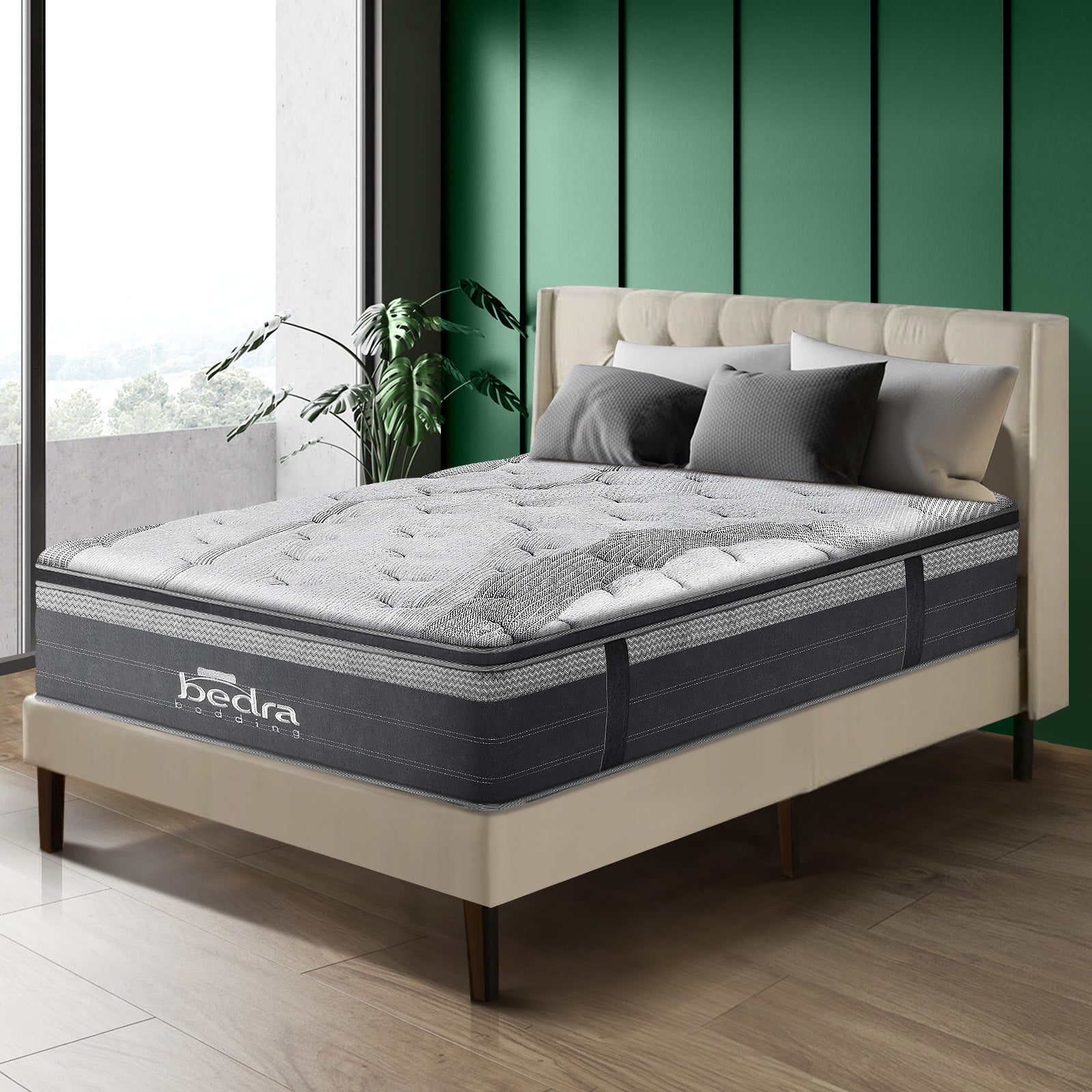 Bedra Queen Double King Mattress 7 Zone Euro Top Spring Natural Latex Foam 36cm - Sunyee