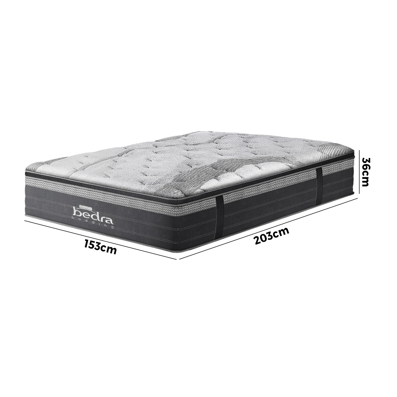 Bedra Queen Mattress Breathable Spring Euro Top Natural Latex Foam 36cm 7 zone - Sunyee
