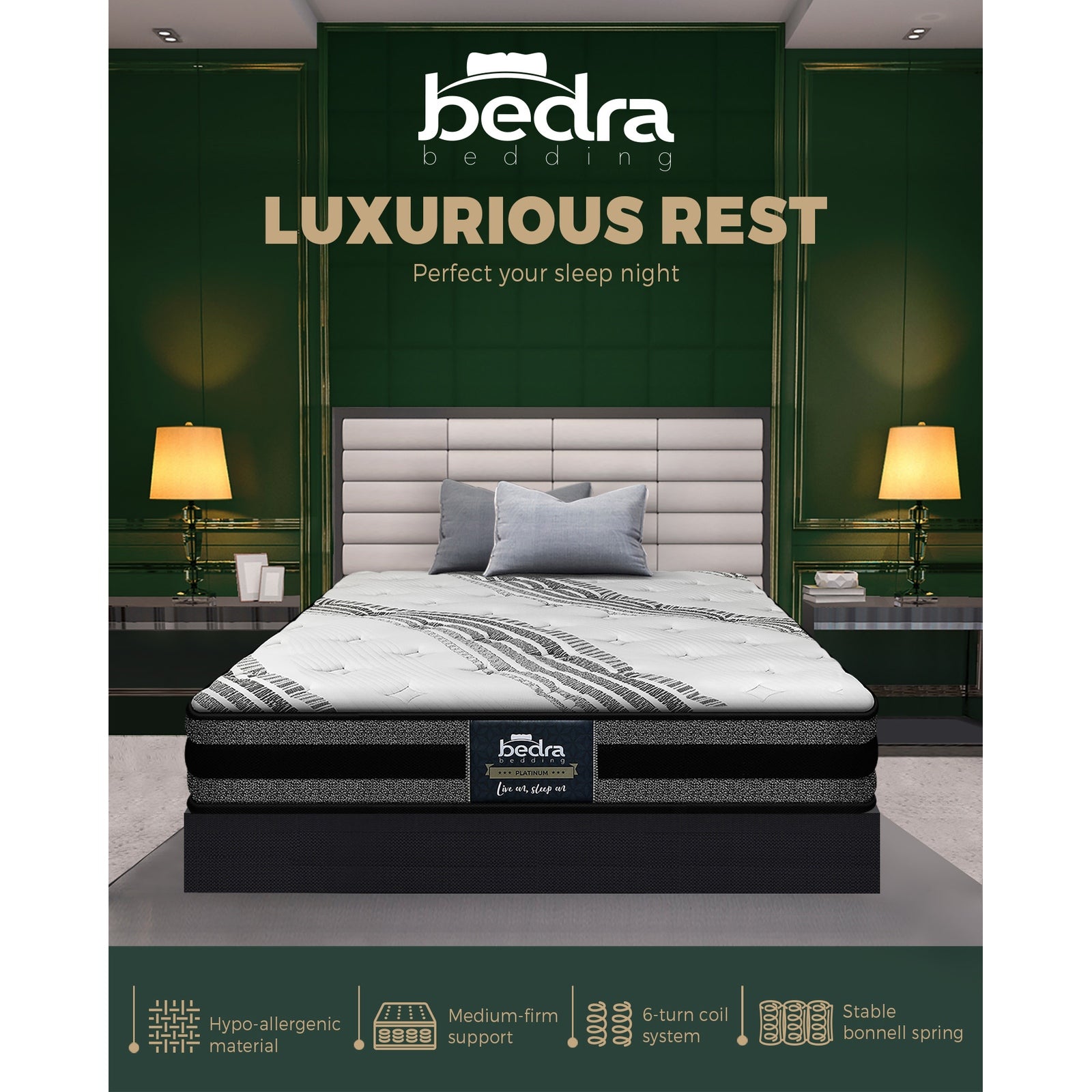 Bedra King Single Mattress Breathable Luxury Bonnell Spring Foam Medium 18cm - Sunyee
