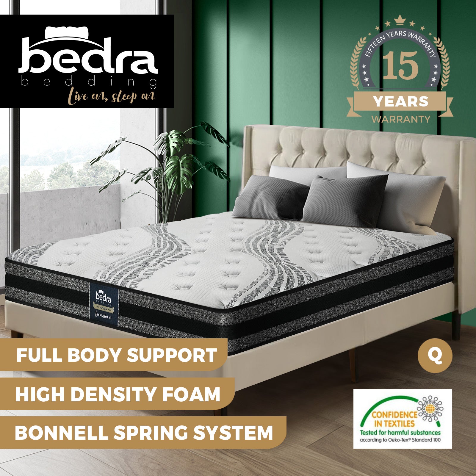 Bedra Mattress Queen Single Double King EuroTop Medium Firm Spring Latex 7 Zone - Sunyee