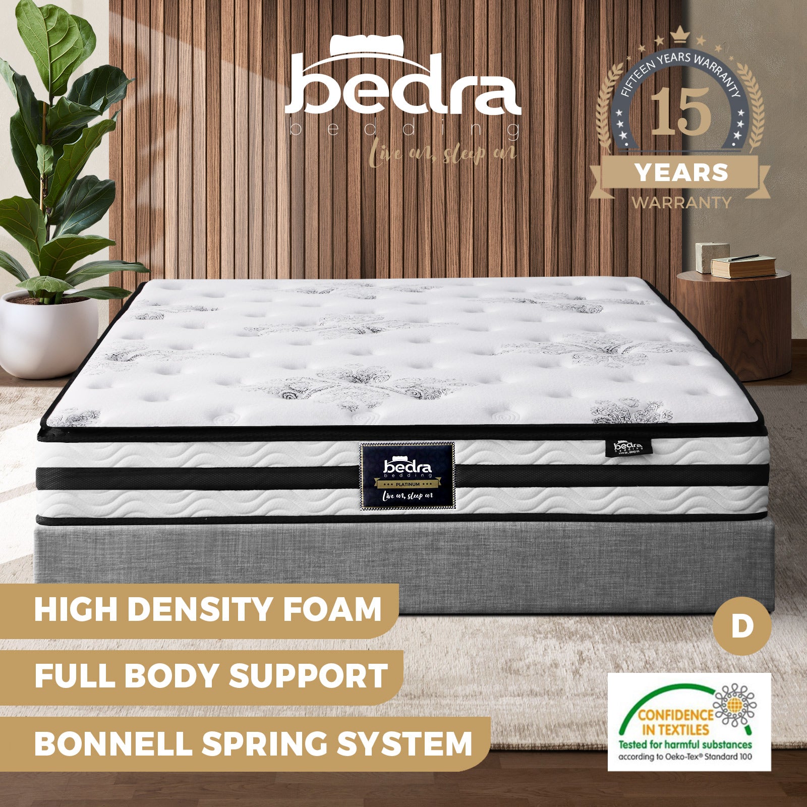 Bedra Double Mattress Breathable Luxury Bed Bonnell Spring Foam Medium 22cm - Sunyee