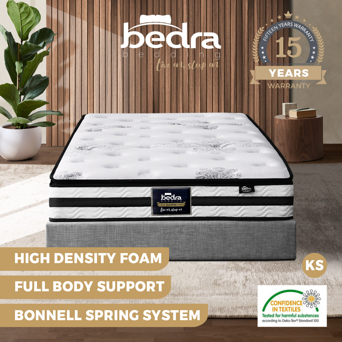 Bedra Queen Double Single King Single Mattress Luxury Bonnell Spring Foam 22cm