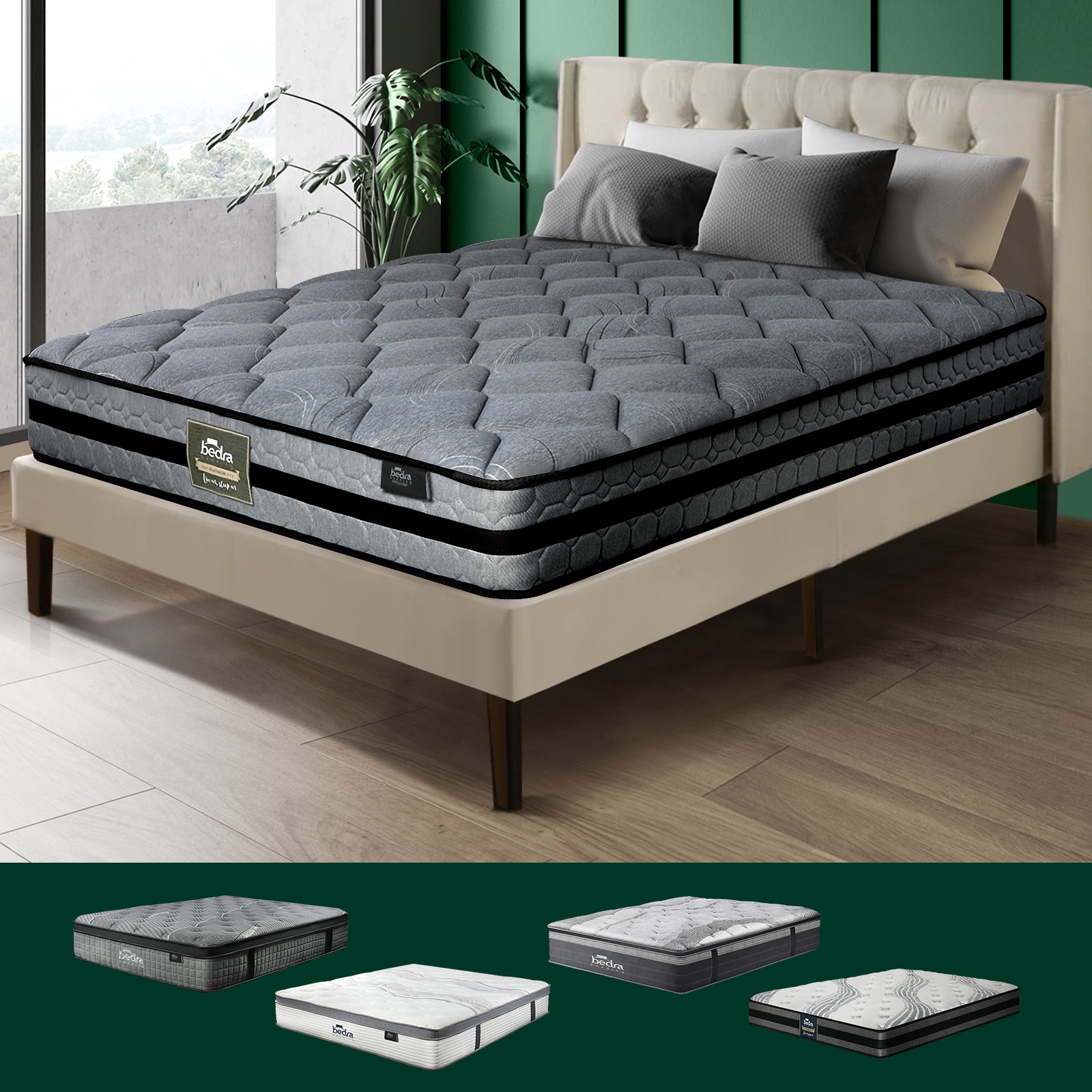 Bedra Mattress Queen Double King Single EuroTop Bed Spring Latex Medium Firm - Sunyee