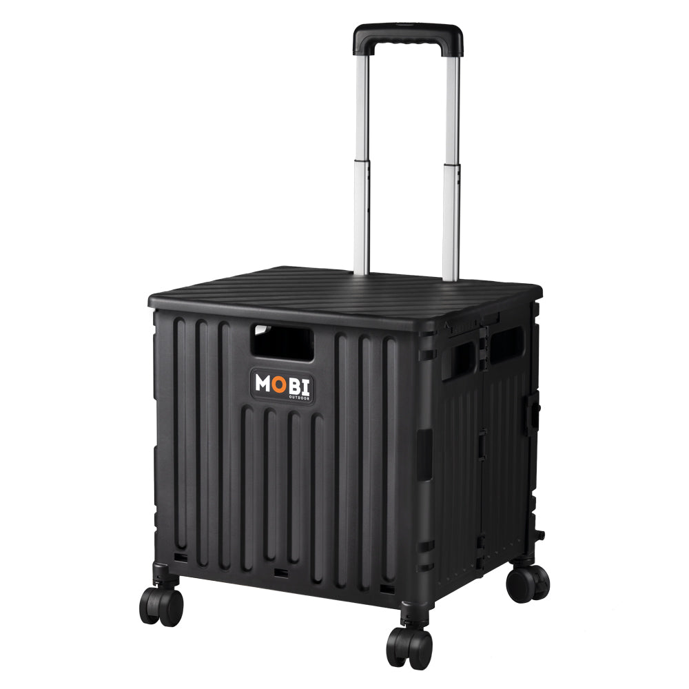 Mobi Shopping Trolley Foldable Camping Cart Grocery Basket 360° Wheel Black - Sunyee