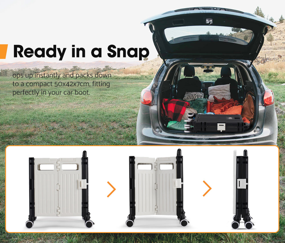 Mobi Shopping Trolley Foldable Camping Cart Grocery Basket 360° Wheel With cover - Sunyee